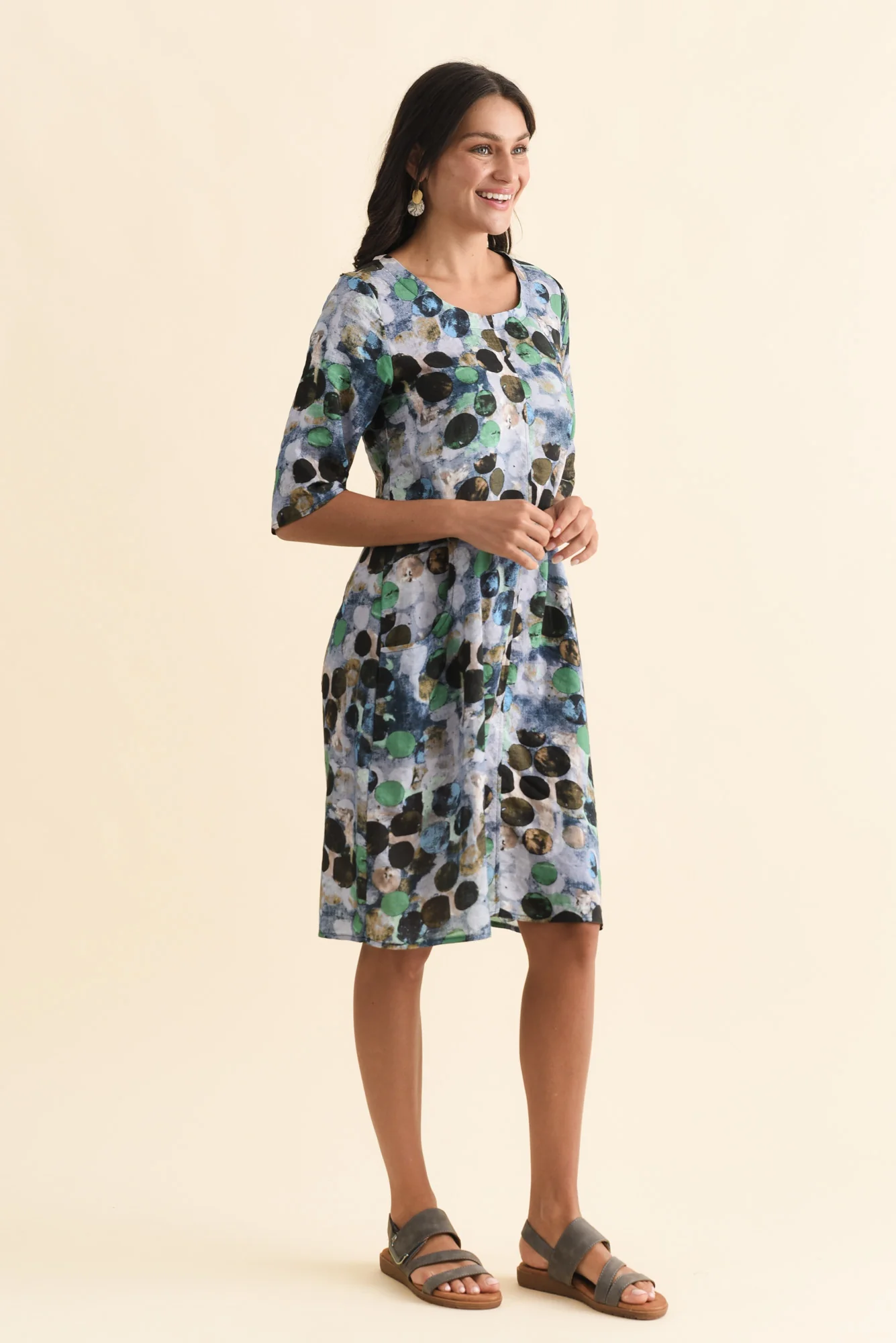 Lilibet Blue Spot Cotton Pocket Dress - Image 3