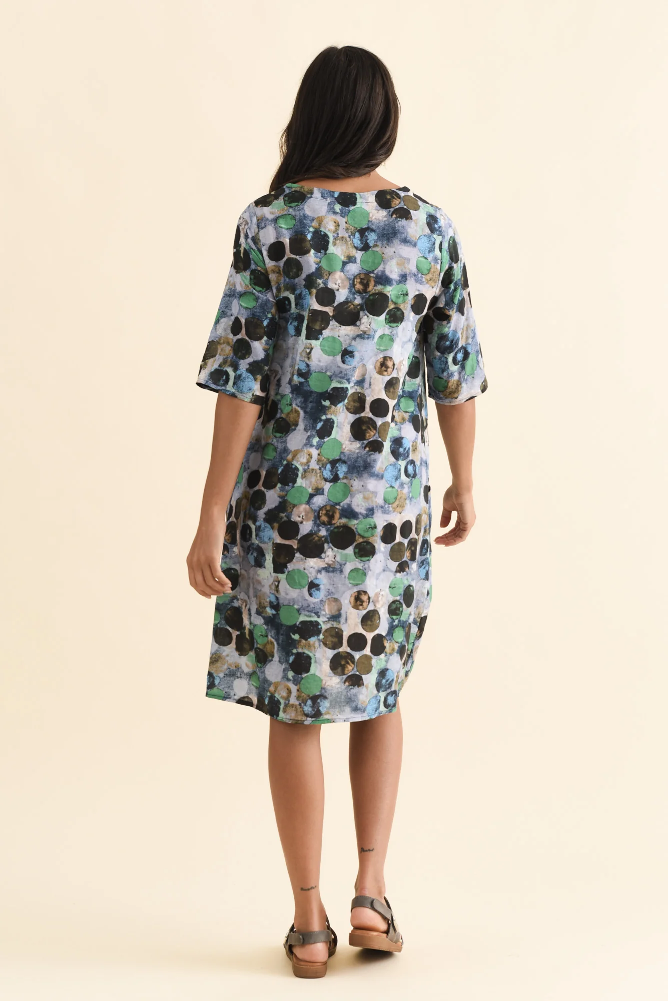 Lilibet Blue Spot Cotton Pocket Dress - Image 4