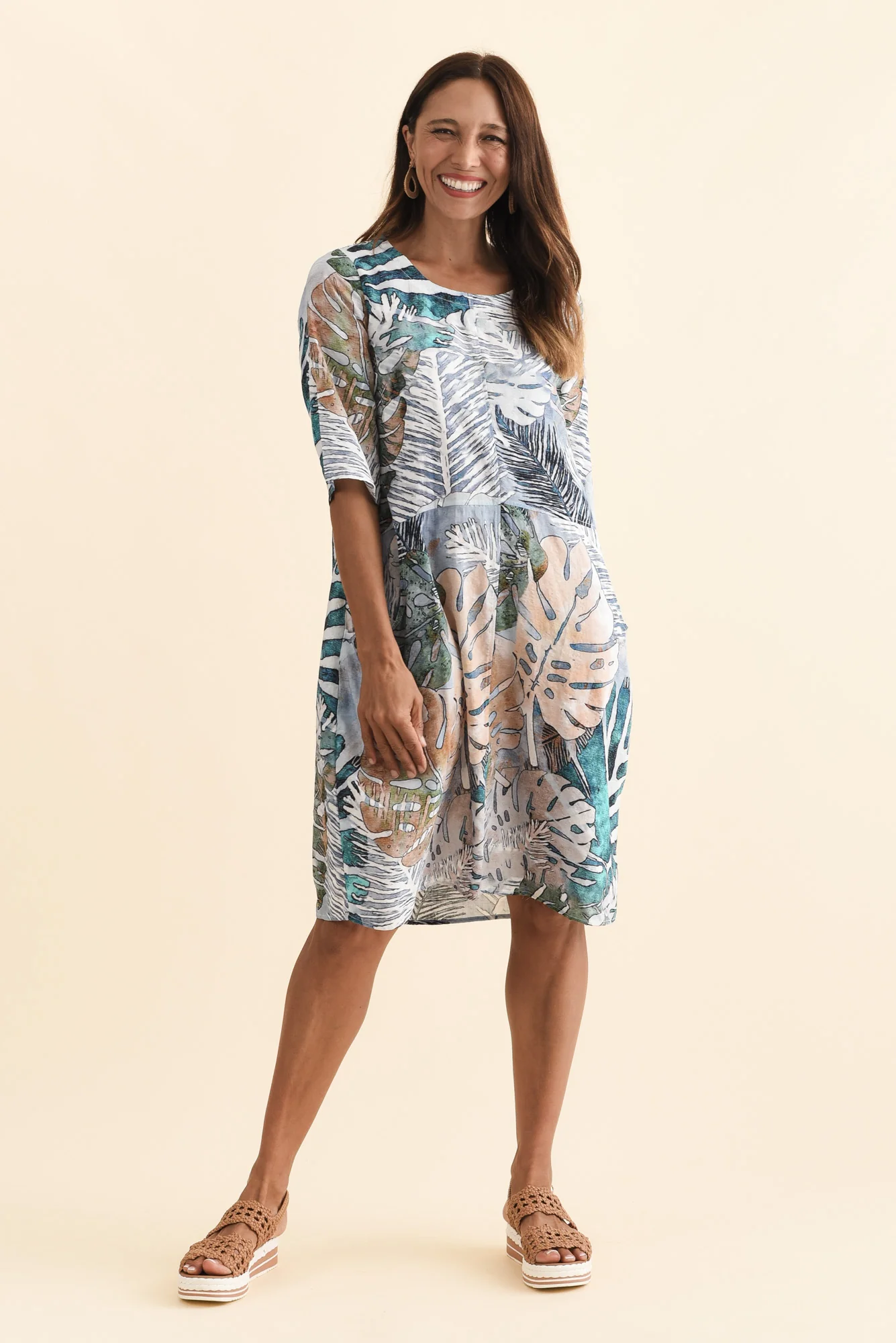 Lilibet Green Leaf Cotton Pocket Dress - Image 6