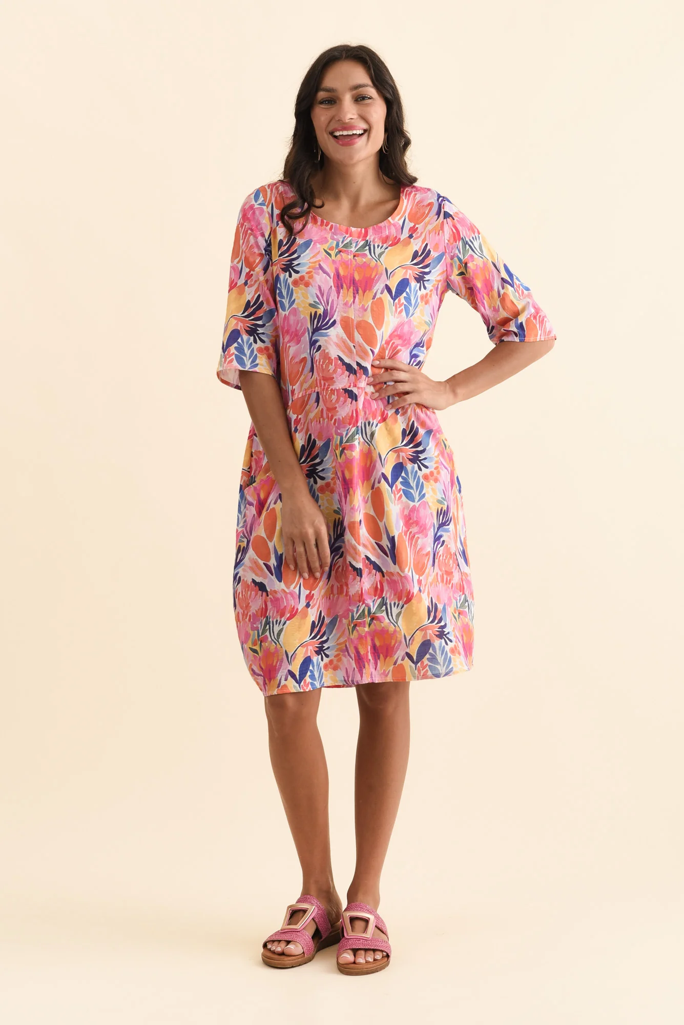 Lilibet Orange Flower Cotton Pocket Dress - Image 7