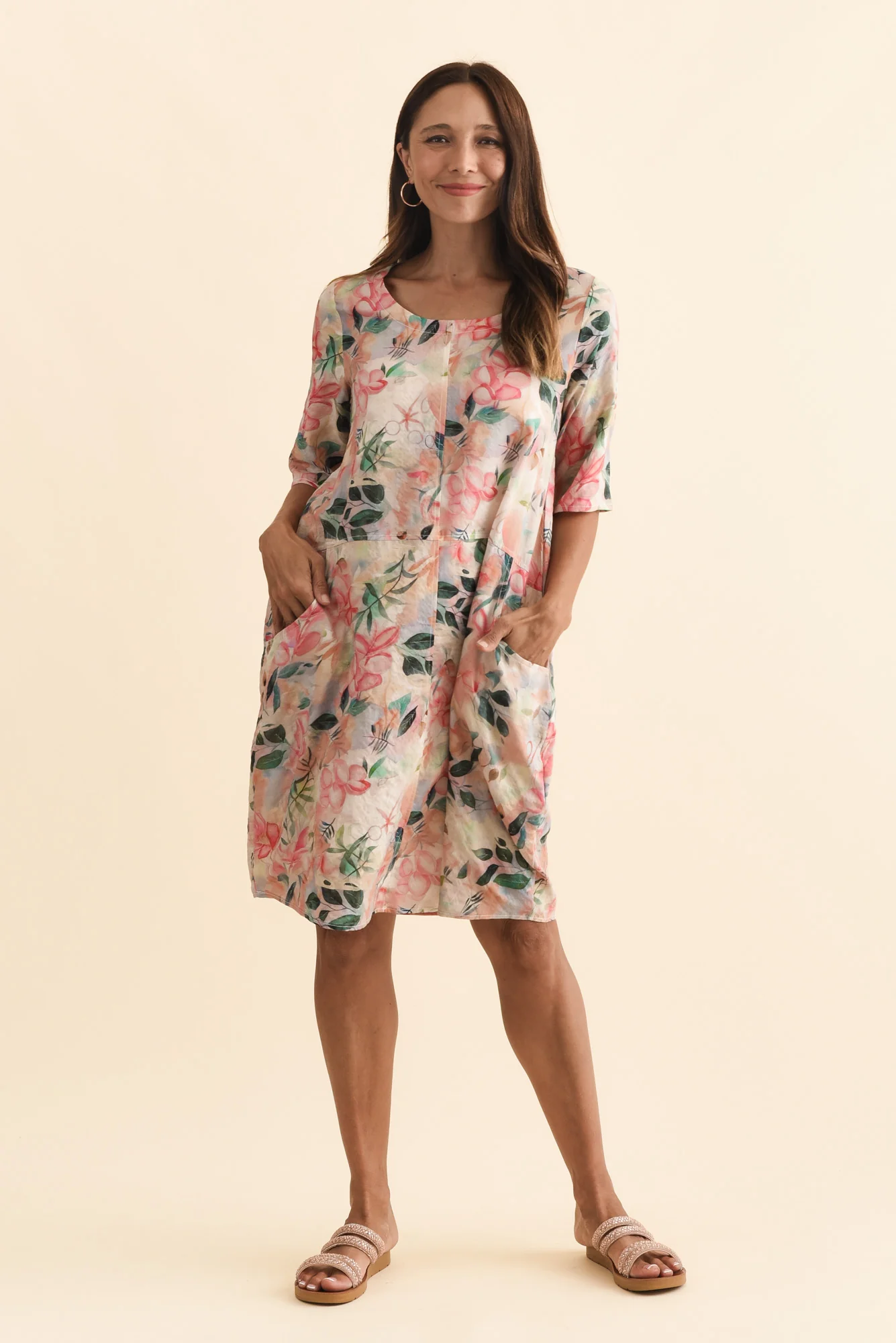 Lilibet Pink Wildflower Cotton Pocket Dress - Image 3