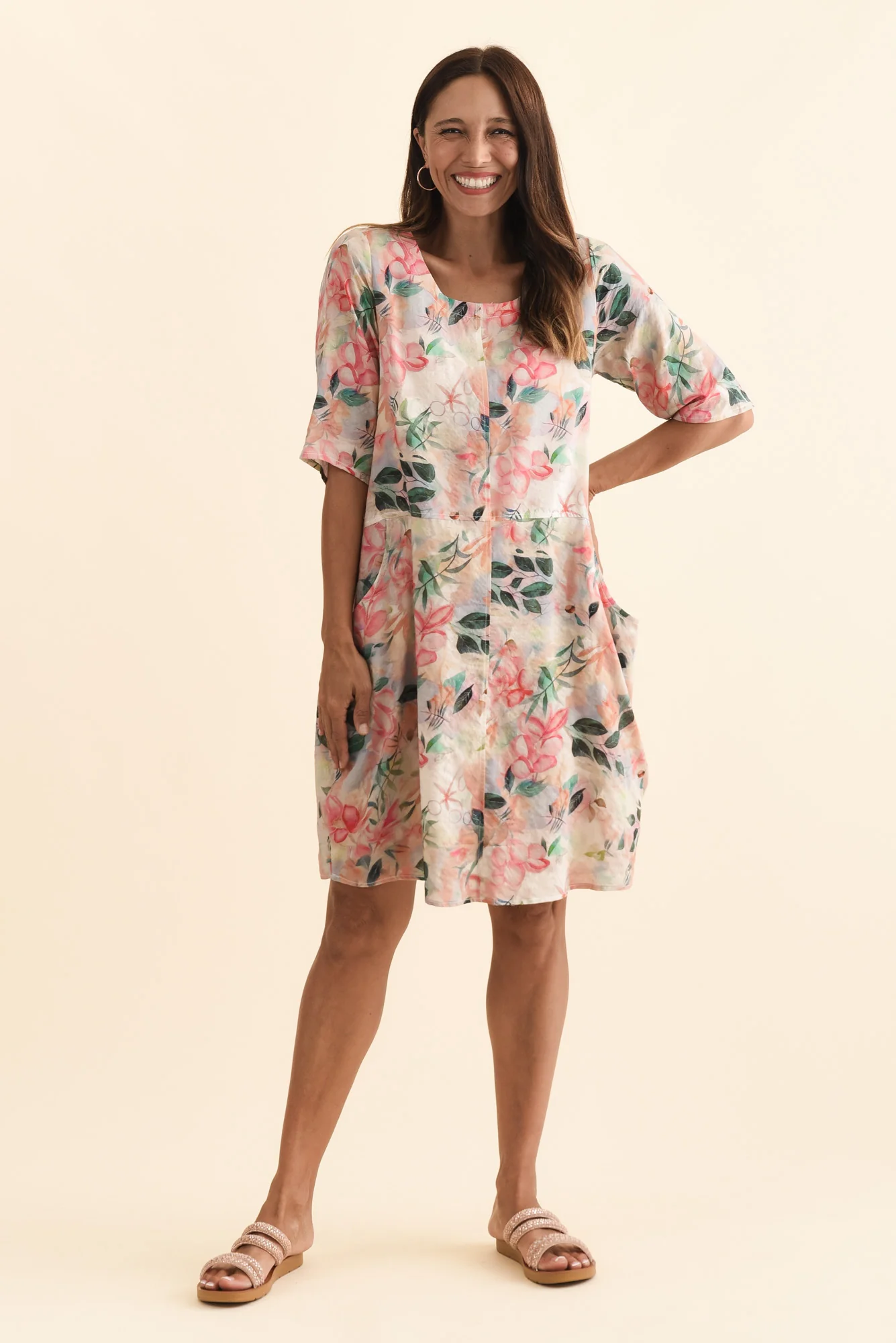 Lilibet Pink Wildflower Cotton Pocket Dress - Image 7