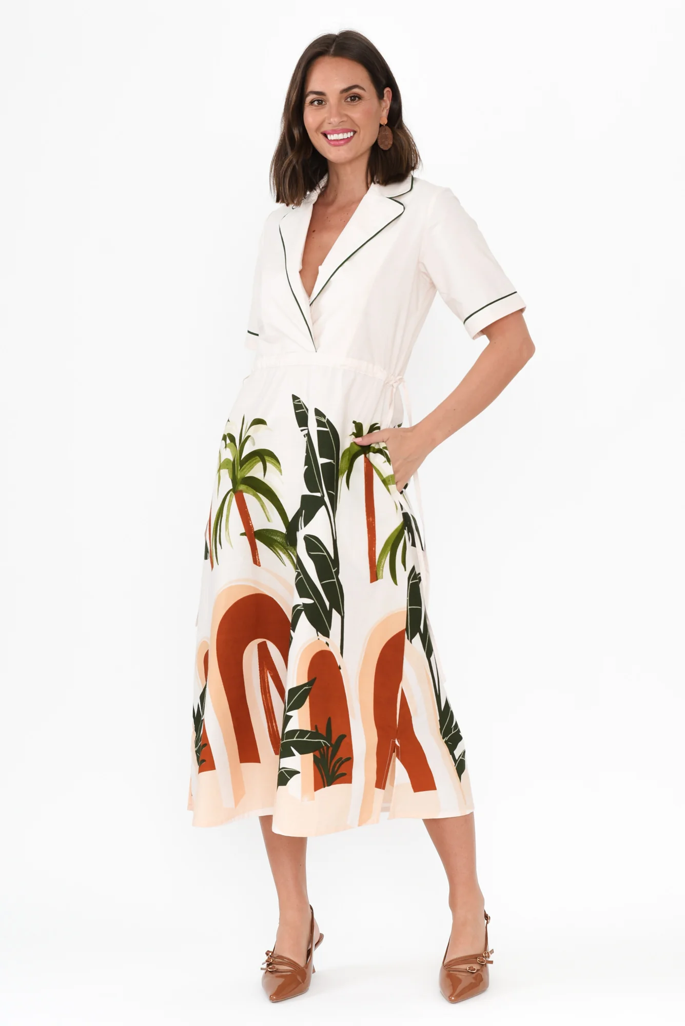 Lillie White Palm Cotton Poplin Dress - Image 6