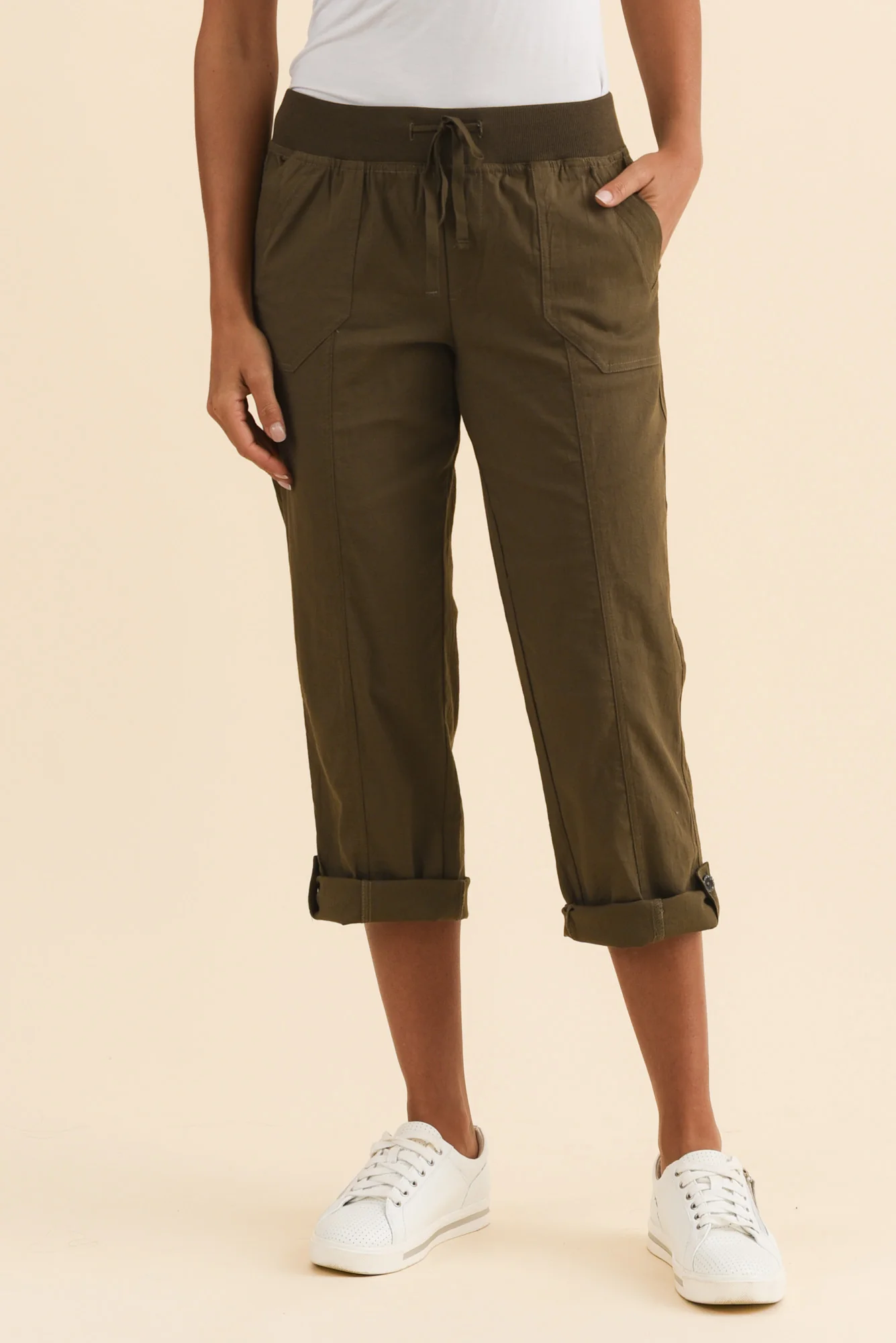 Lindsay Khaki 7/8 Cargo Pants