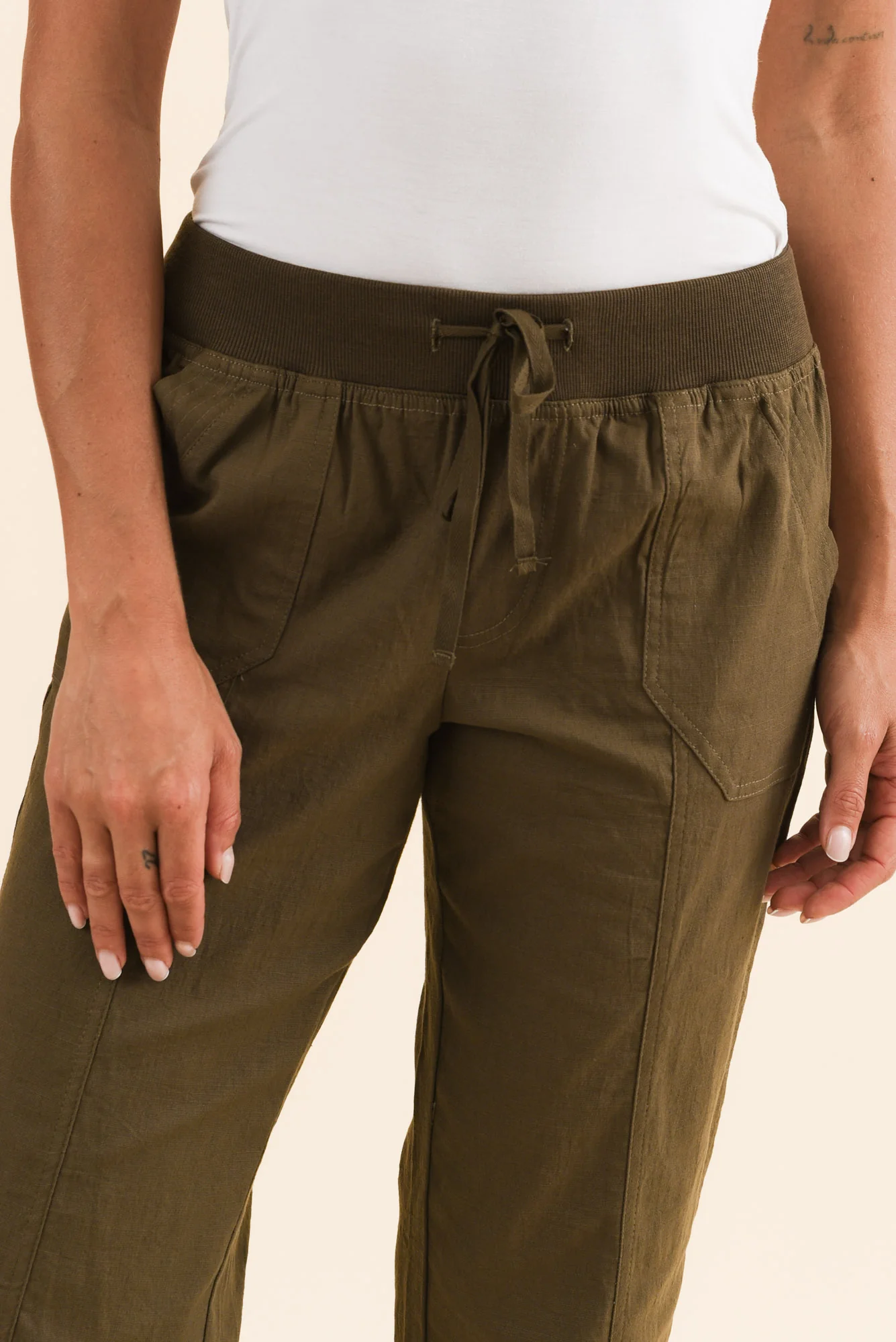 Lindsay Khaki 7/8 Cargo Pants - Image 5