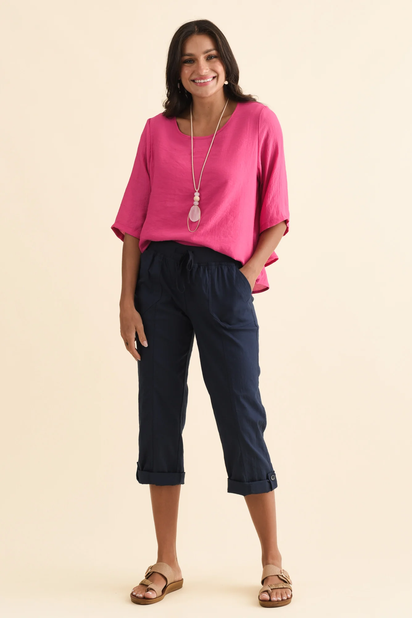 Lindsay Navy 7/8 Cargo Pants - Image 2