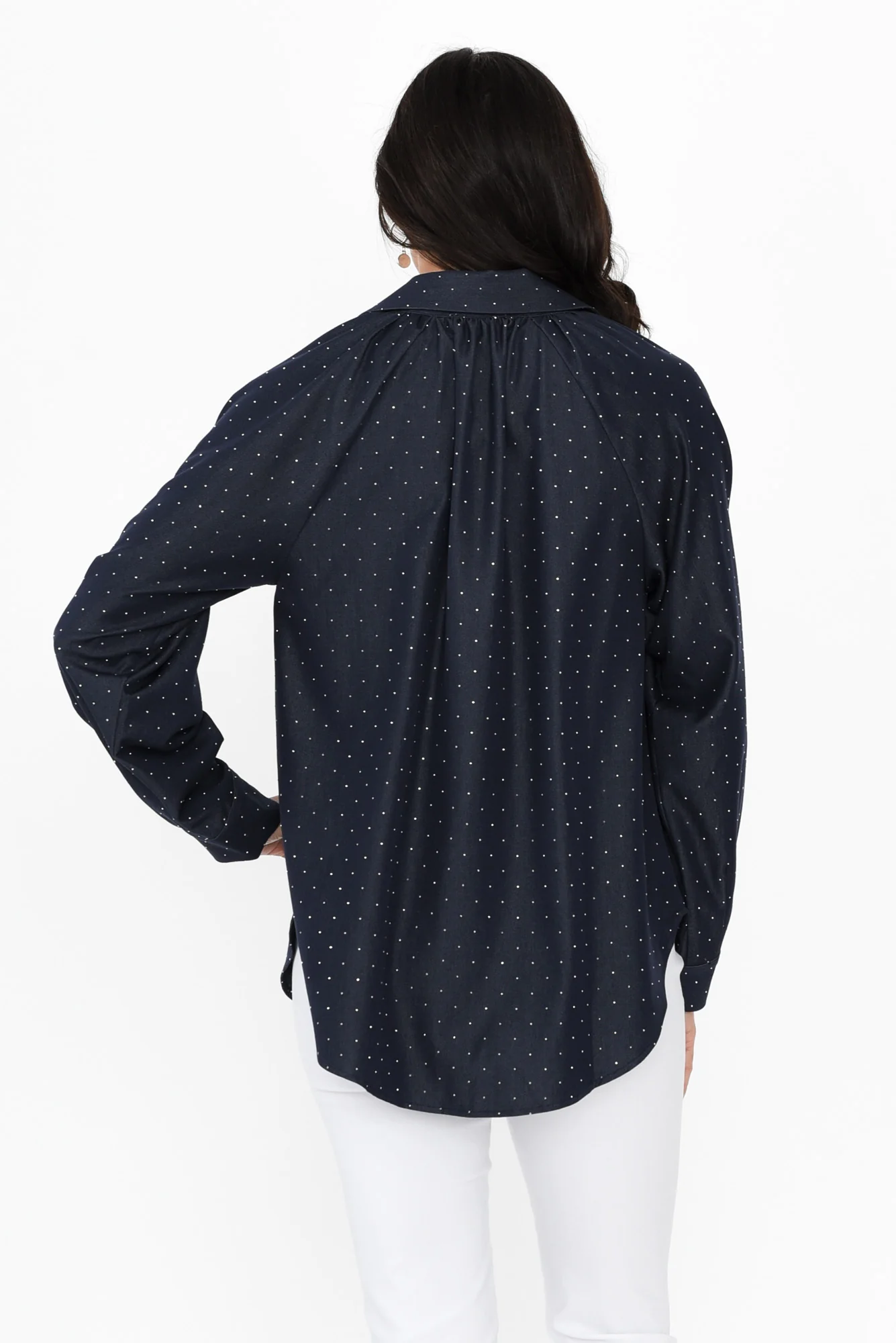 Lizza Dark Blue Embellished Shirt - Image 4