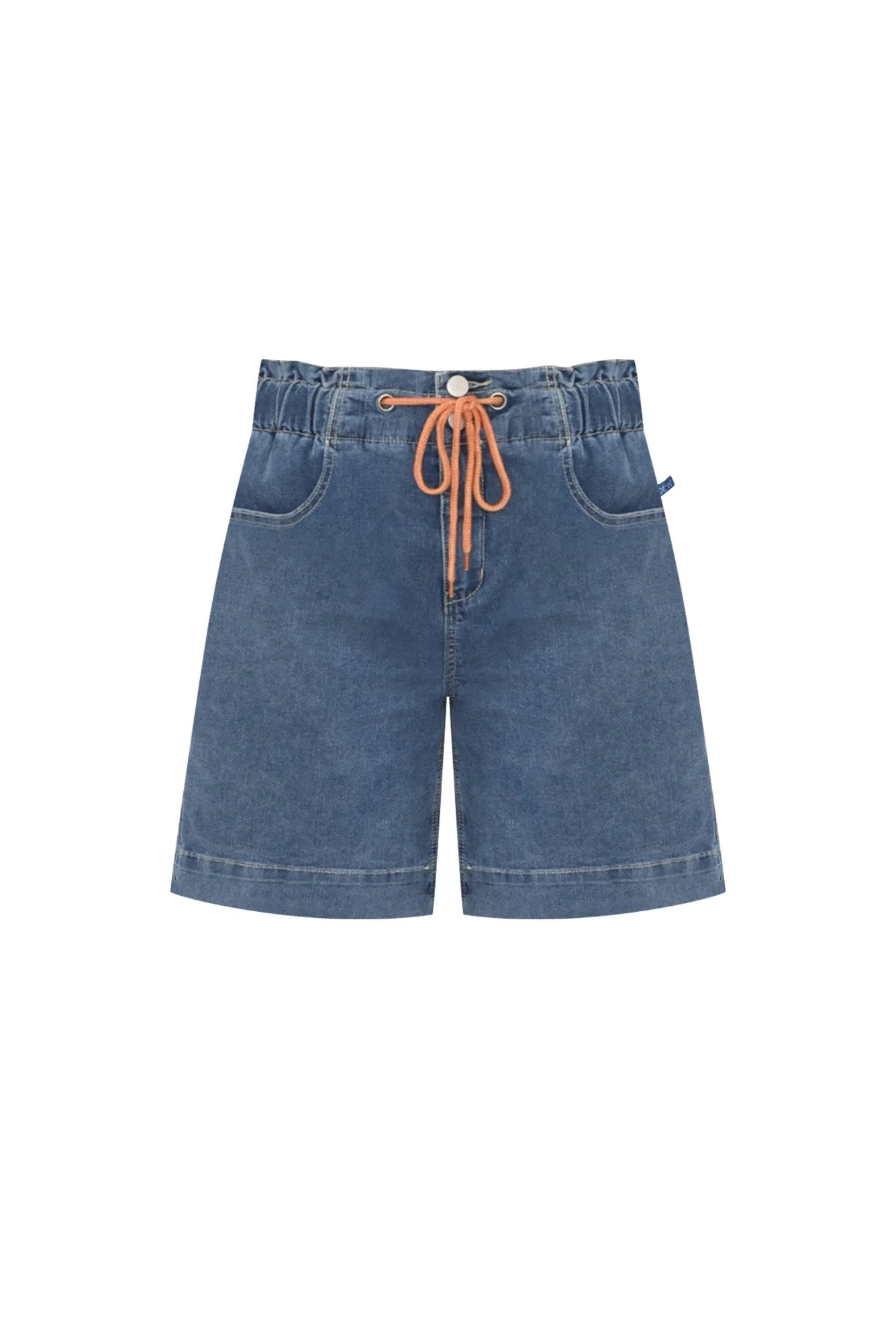 Lizzy Dark Blue Denim Drawstring Shorts - Image 6