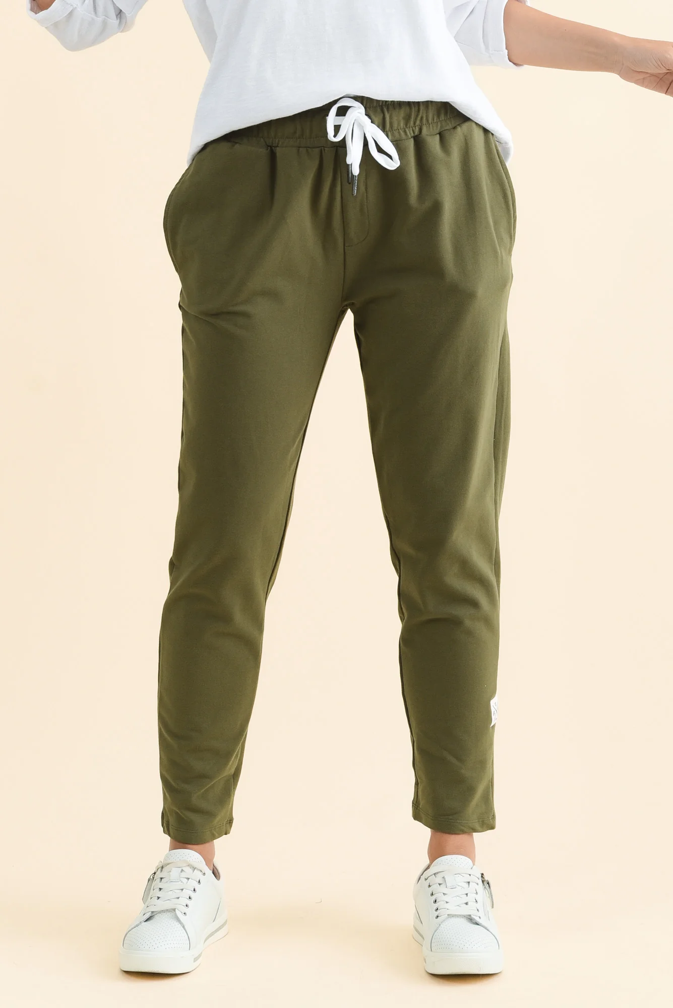 Lobby Khaki Cotton Relaxed Sweatpants - Image 2
