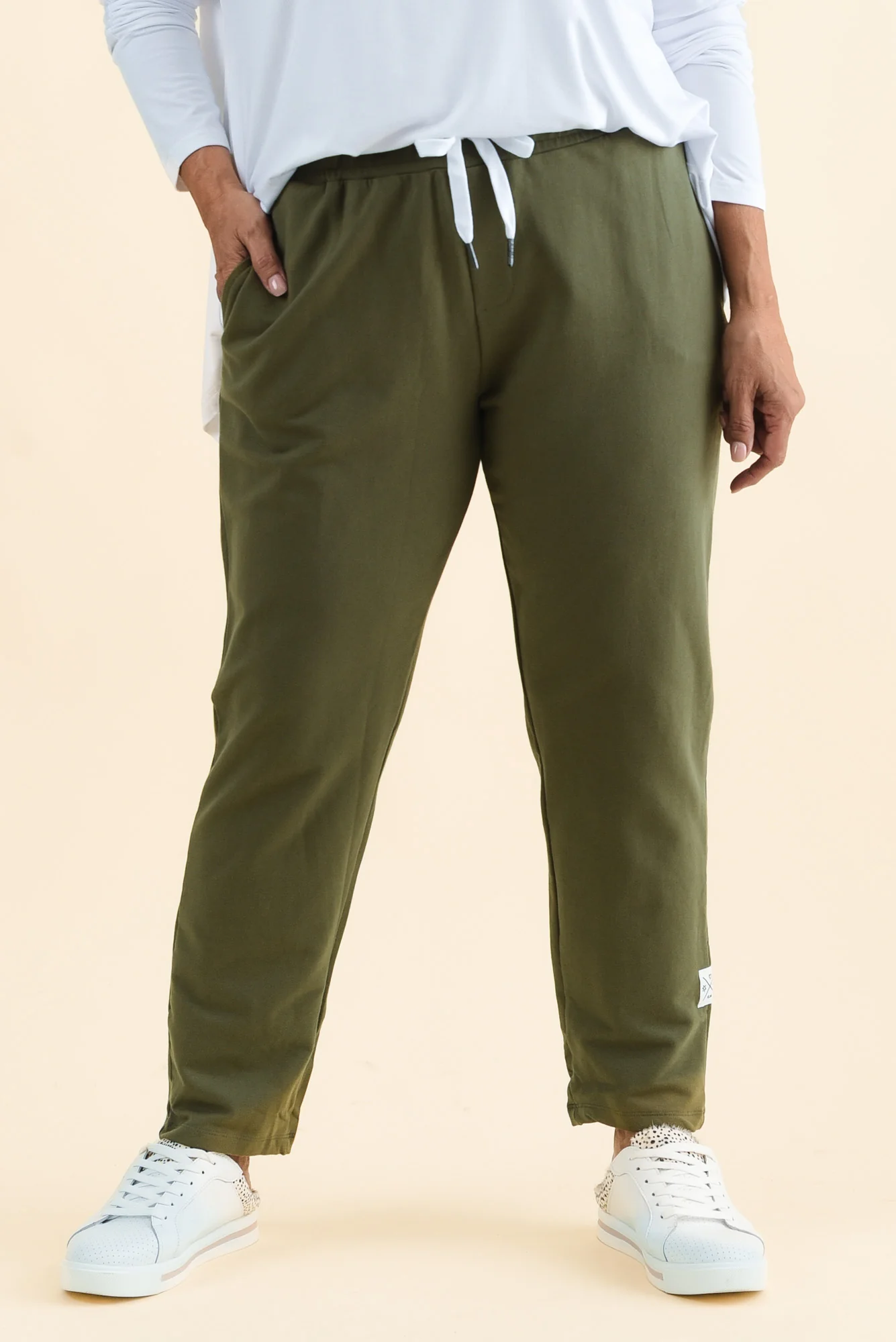 Lobby Khaki Cotton Relaxed Sweatpants - Image 8