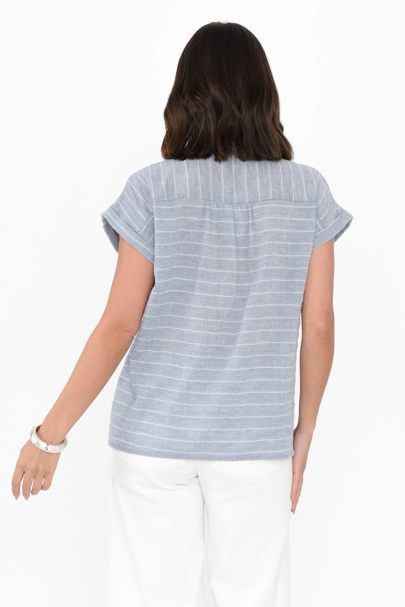 Lori Light Blue Stripe Collared Shirt - Image 4