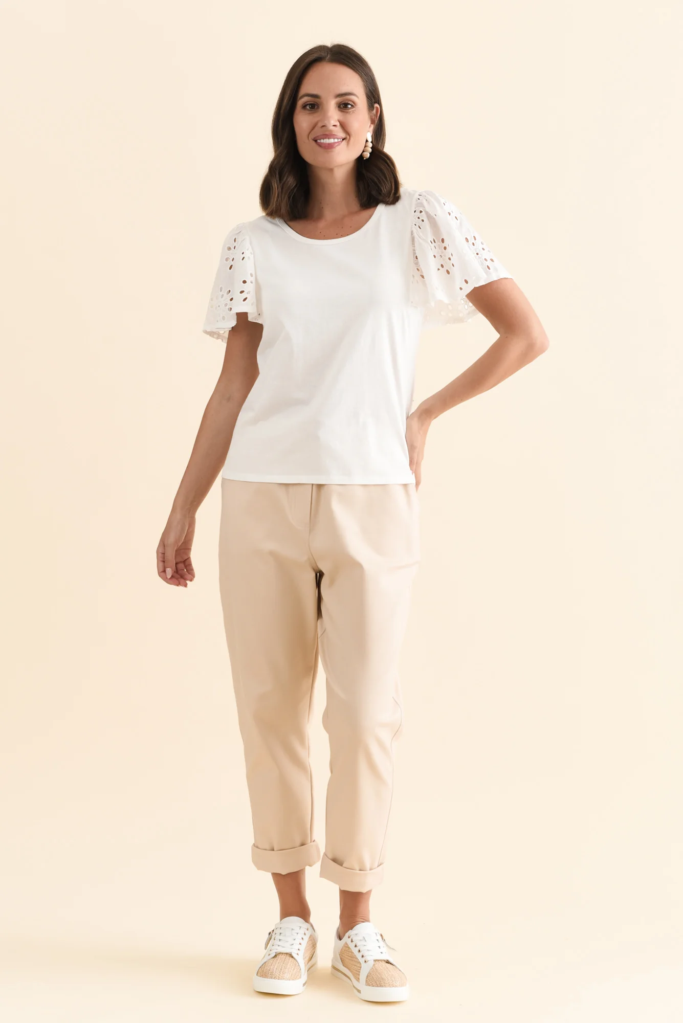 Lottie White Embroidered Cotton Tee - Image 2