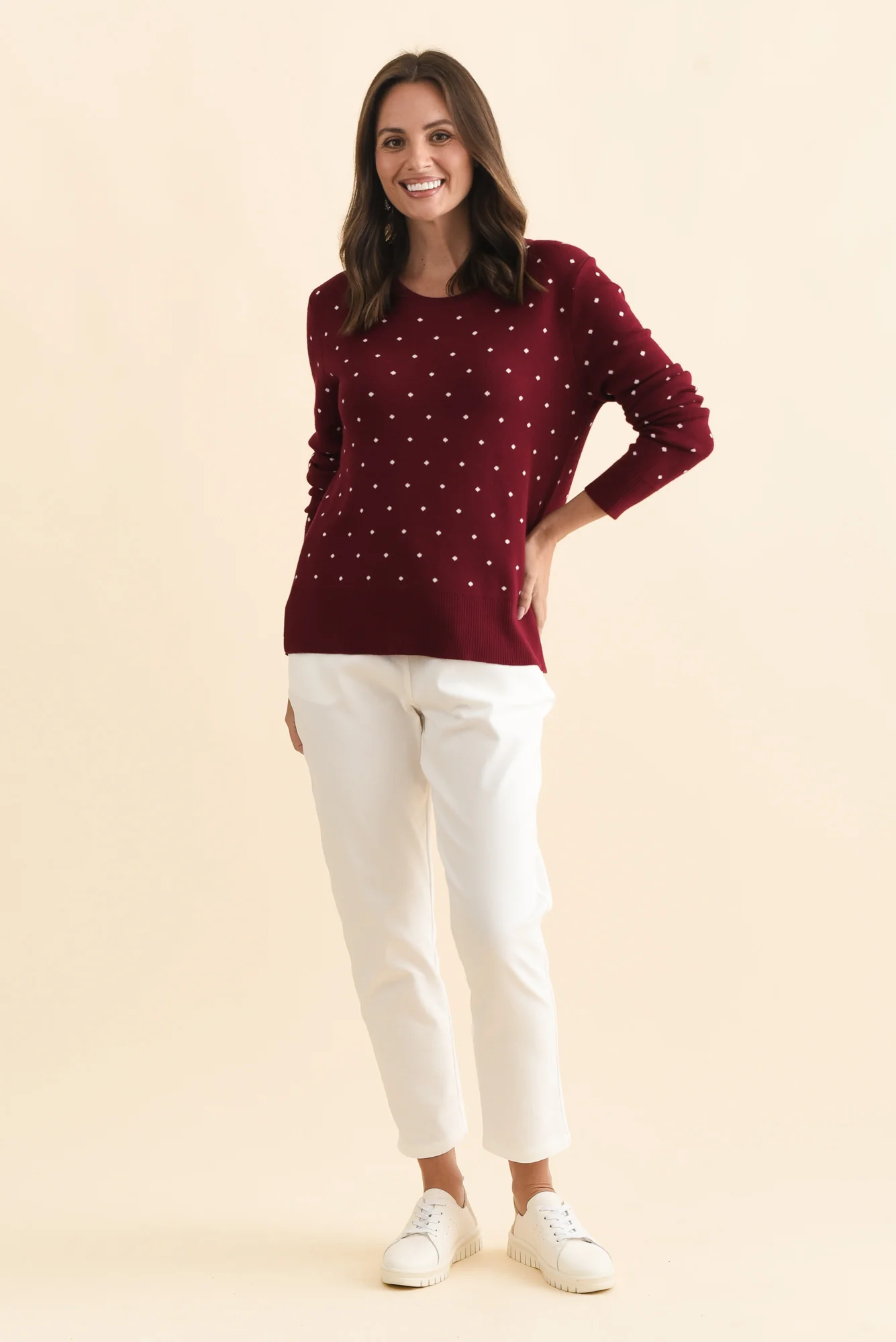 Louis Burgundy Spot Knit Sweater - Image 3