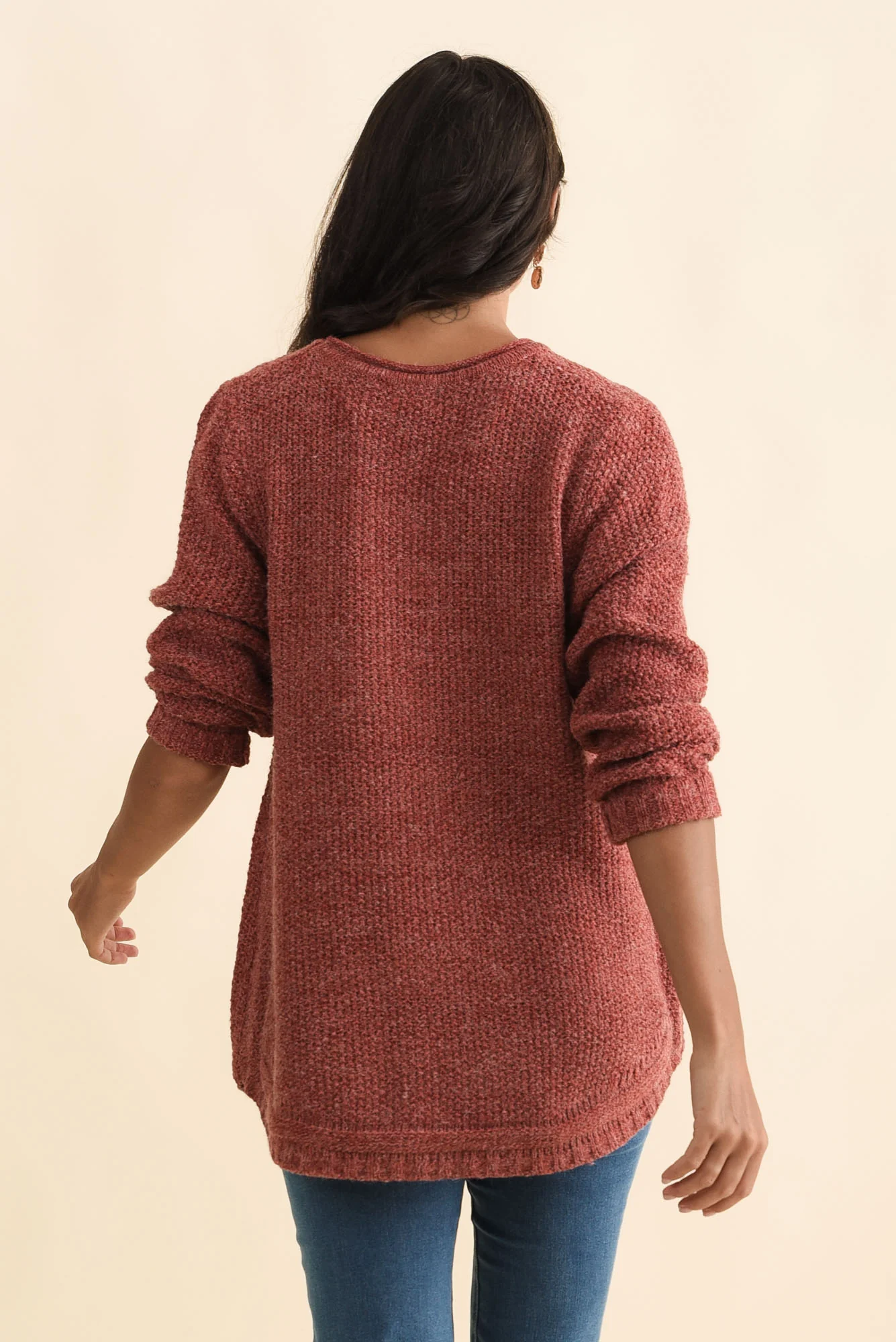 Lucas Rust Knit Button Jumper - Image 4