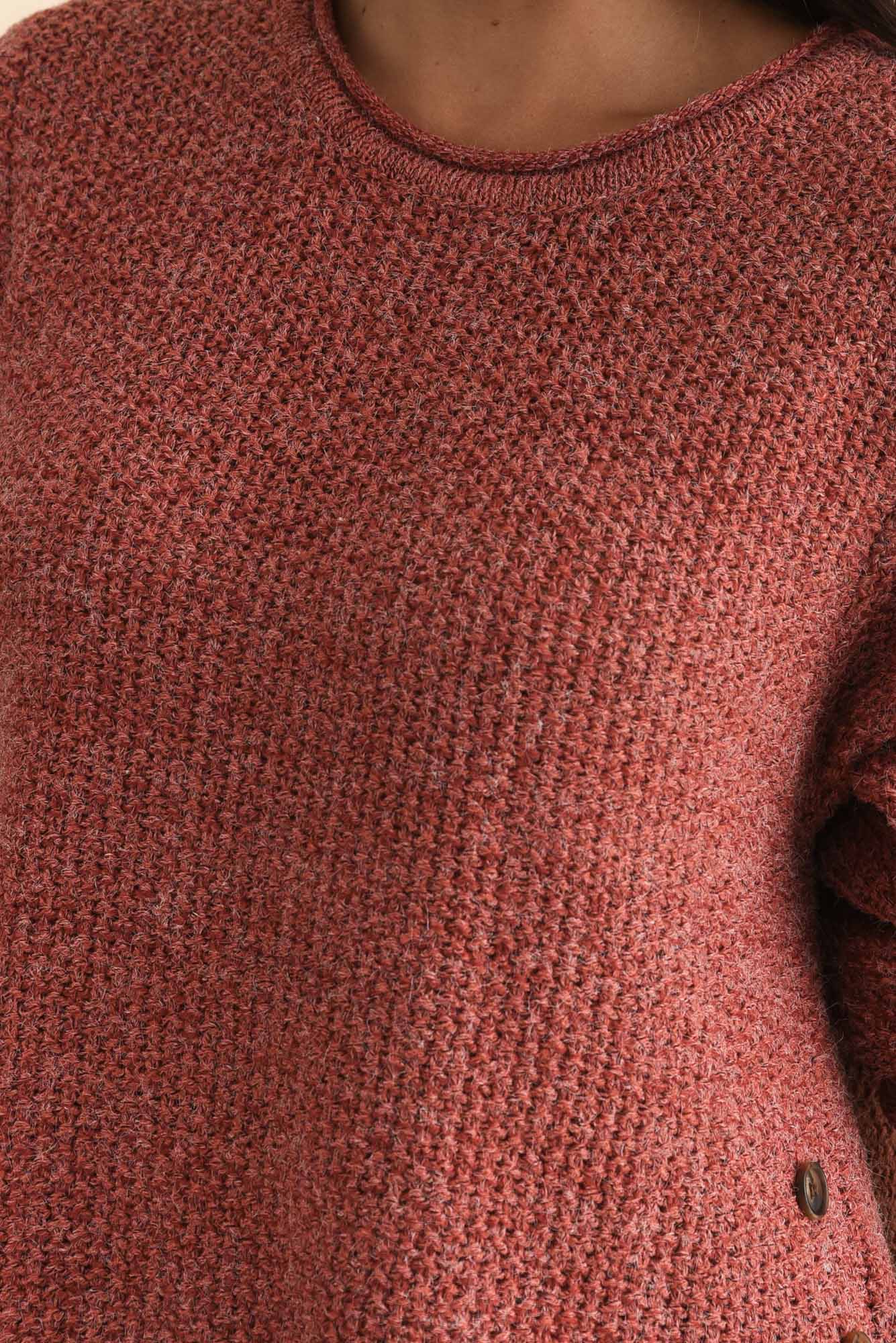 Lucas Rust Knit Button Jumper - Image 5
