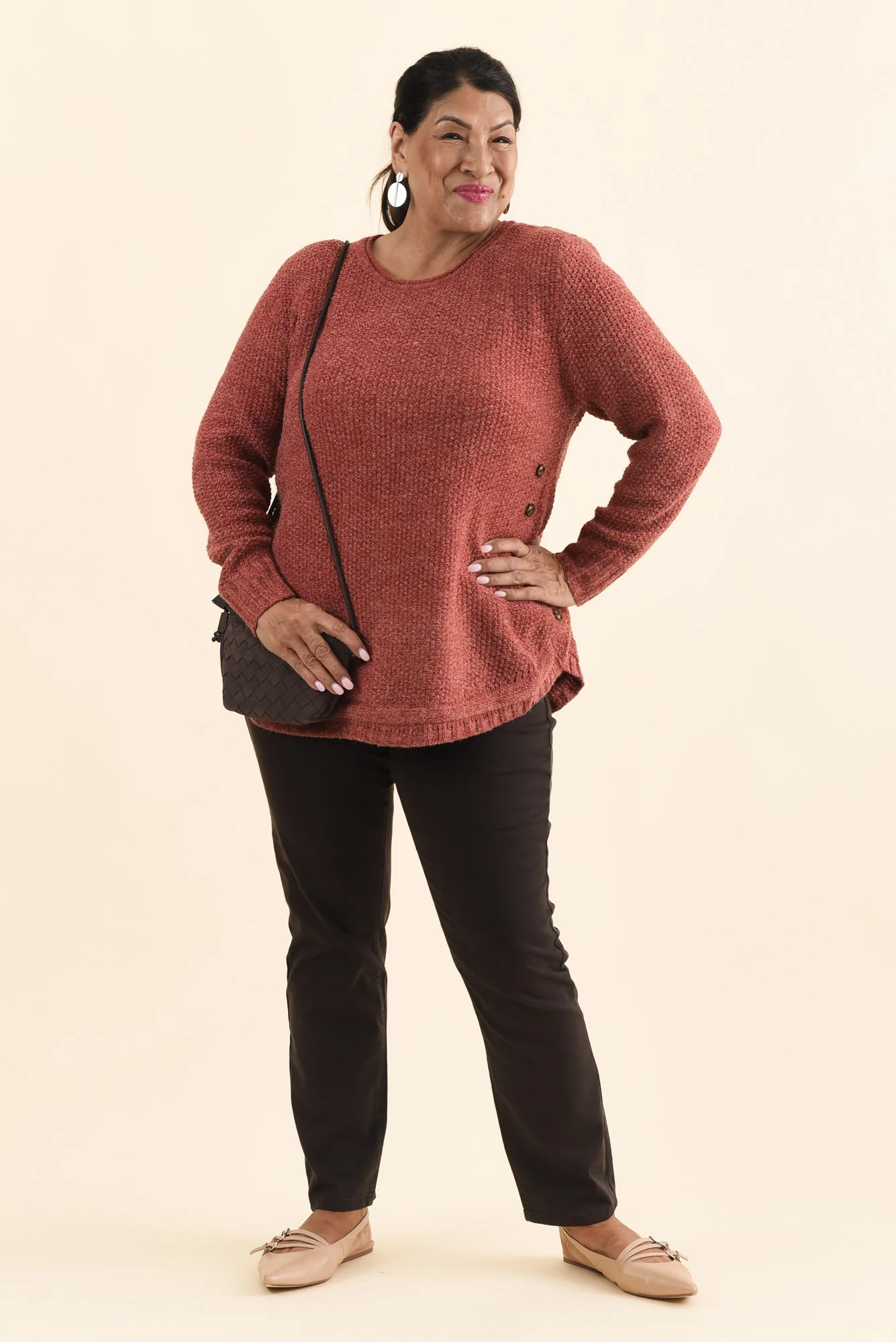 Lucas Rust Knit Button Jumper - Image 8