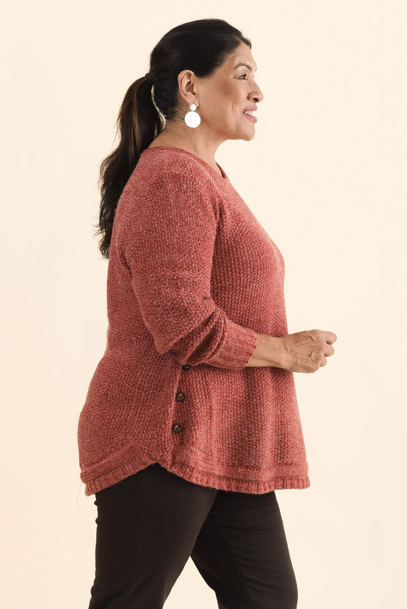 Lucas Rust Knit Button Jumper - Image 9