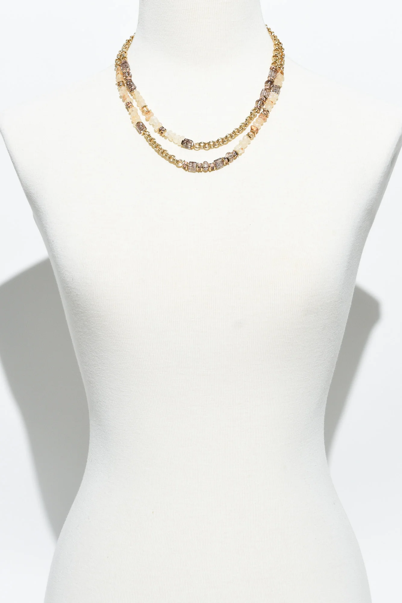 Lucia Gold Beaded Layered Necklace - Image 2