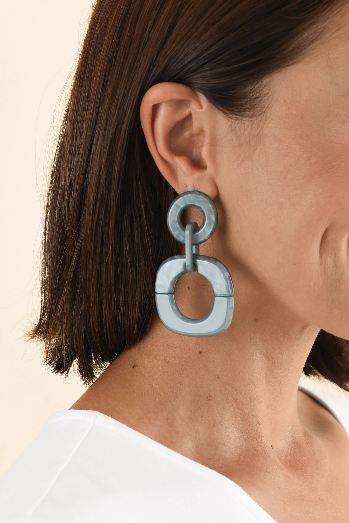 Lydalia Blue Geo Resin Drop Earrings - Image 2