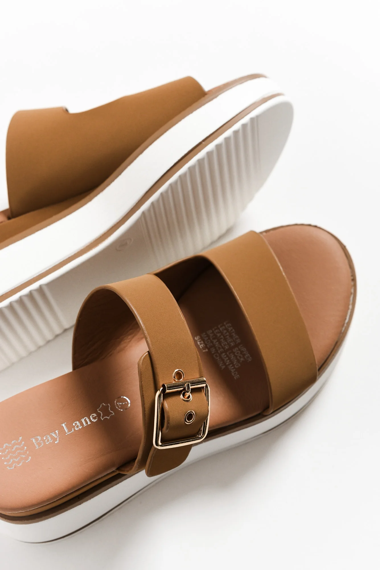 Lyst Tan Leather Buckle Platform Slide - Image 4