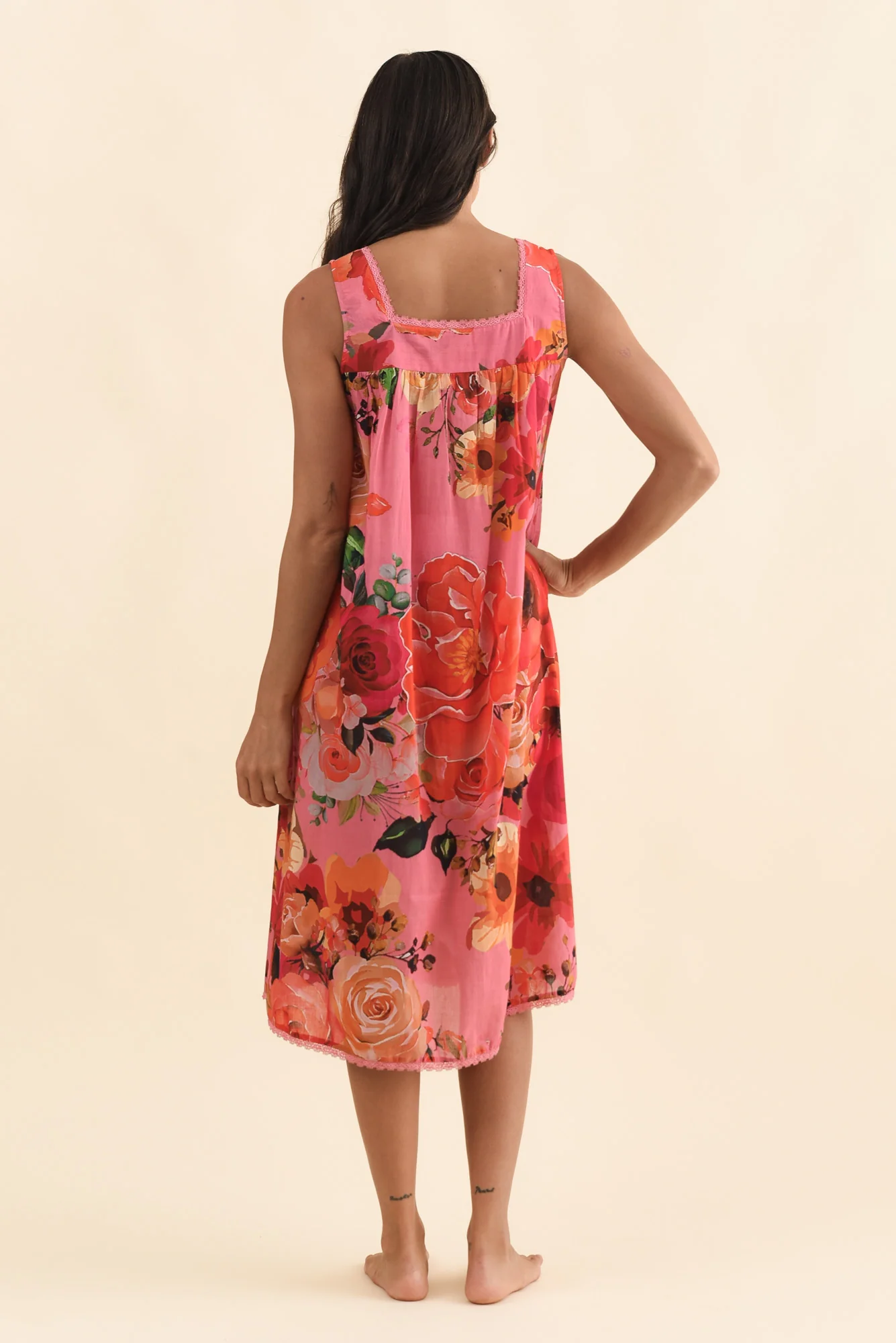 Mabella Pink Rose Cotton Nightie - Image 4