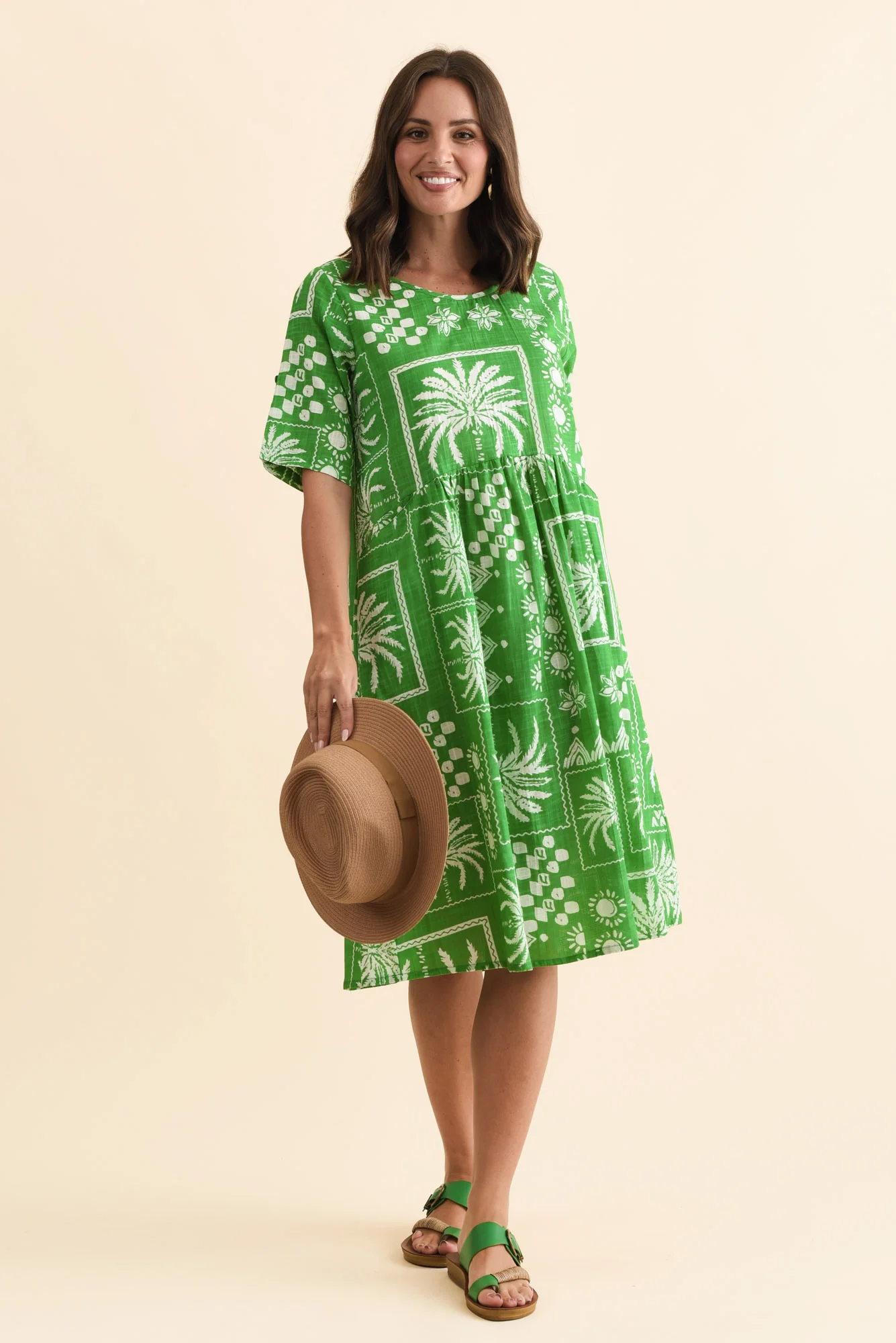 Mackie Green Tile Cotton Pocket Dress