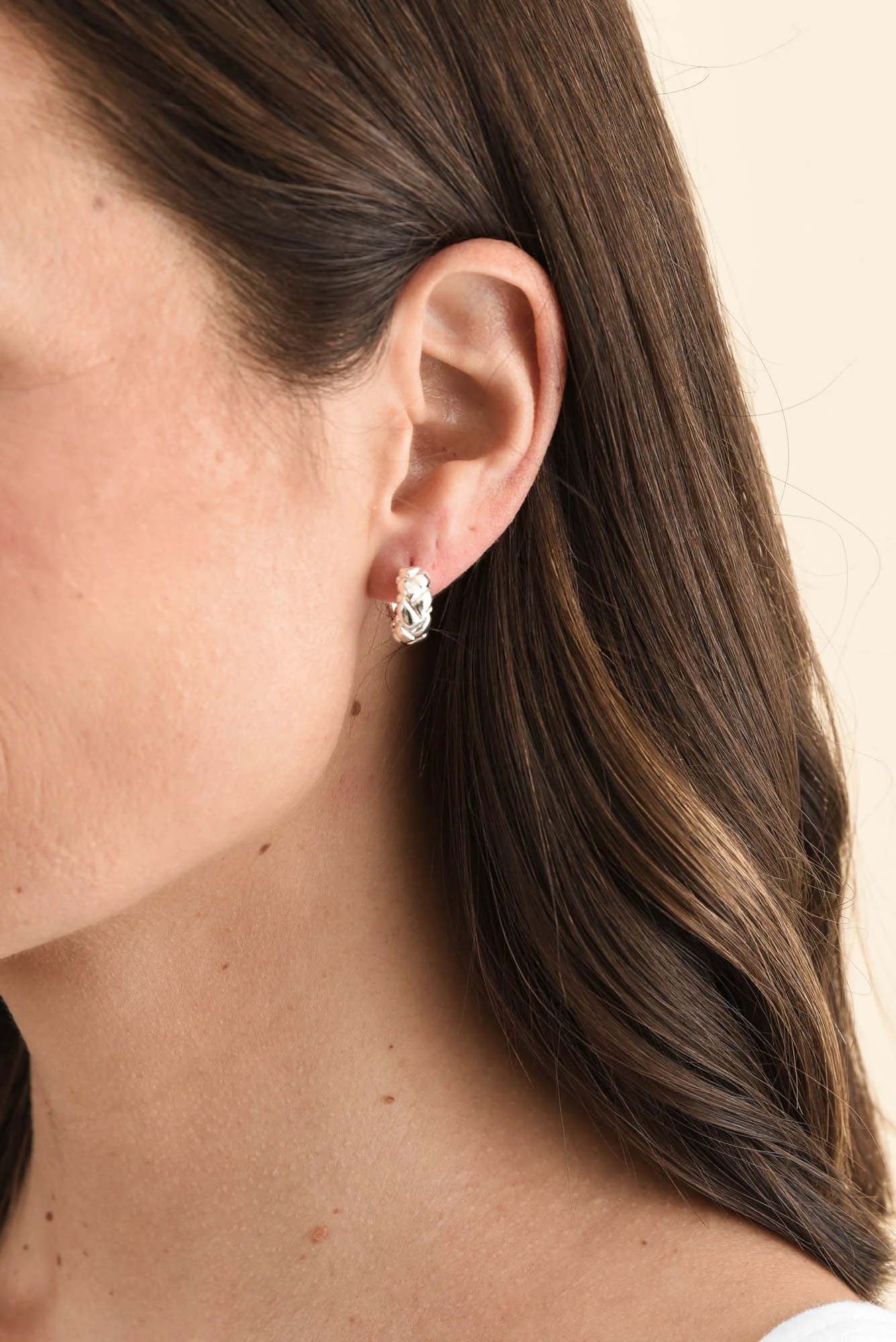 Macy Silver Huggie Earrings - Image 2