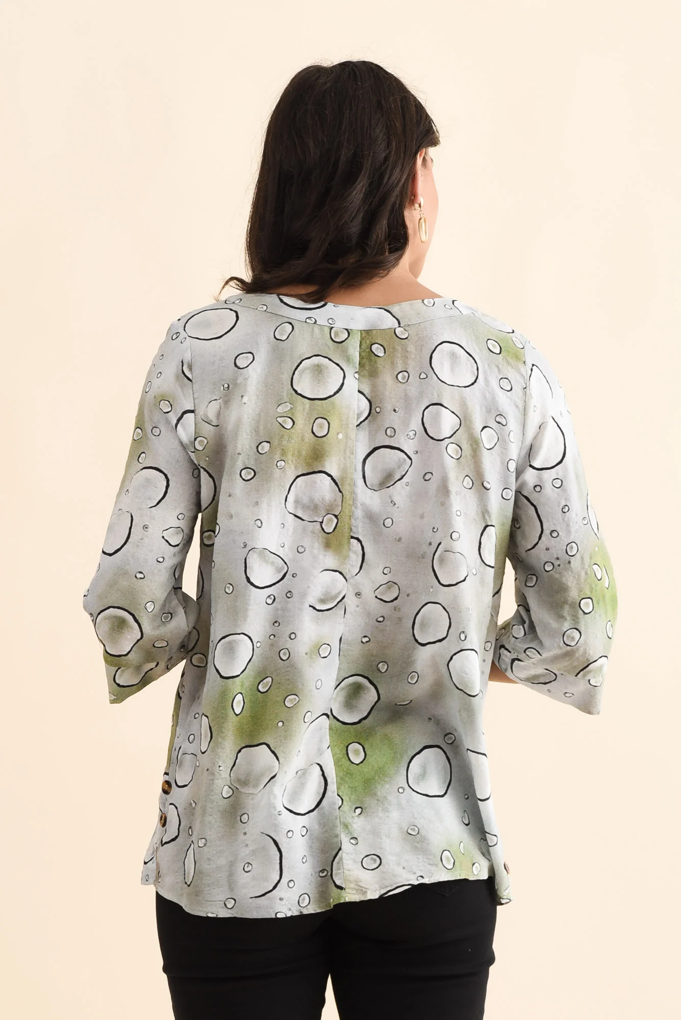 Maddox Sage Bubble Cotton Blend Top - Image 4