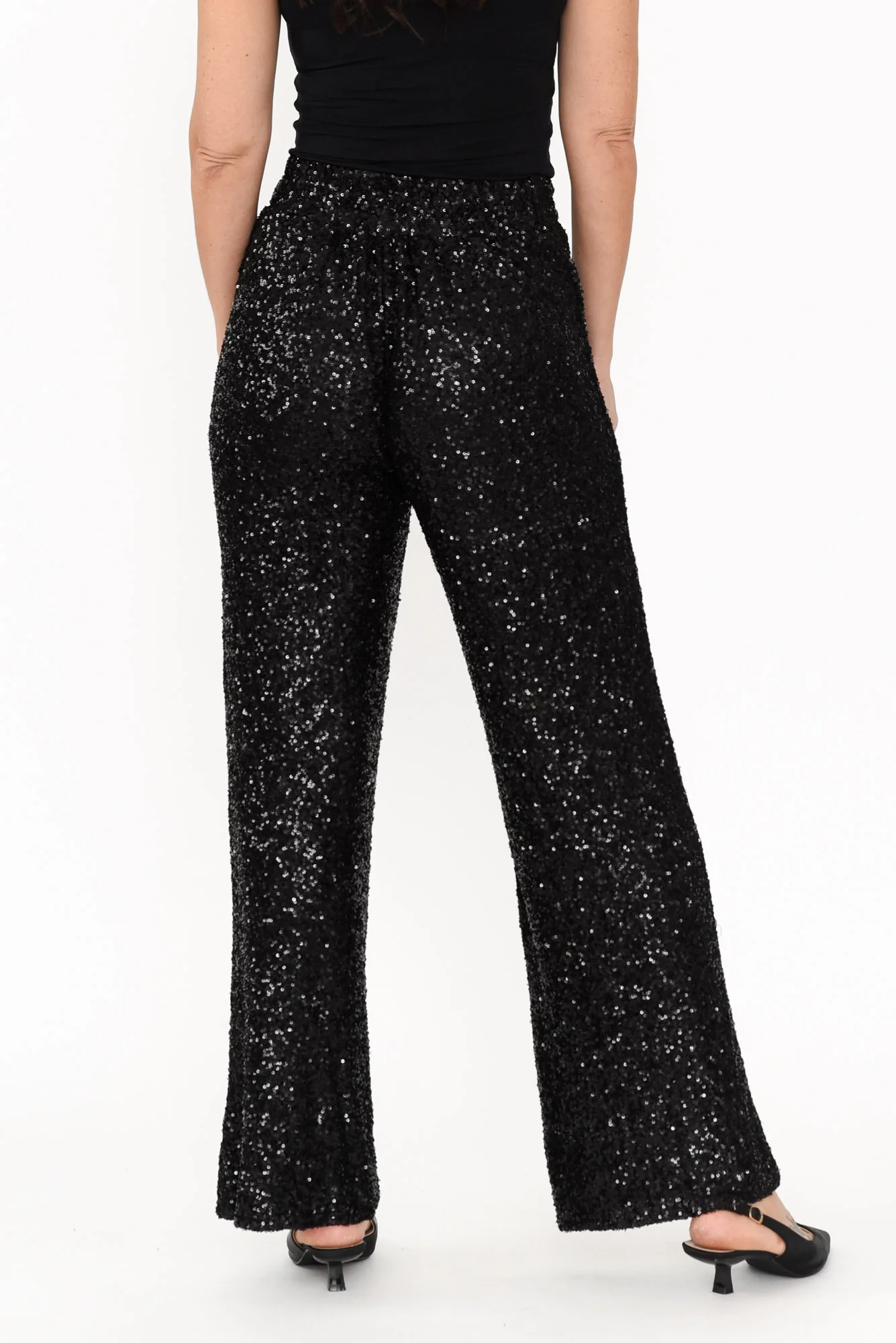 Mae Black Sequin Wrap Pants - Image 6