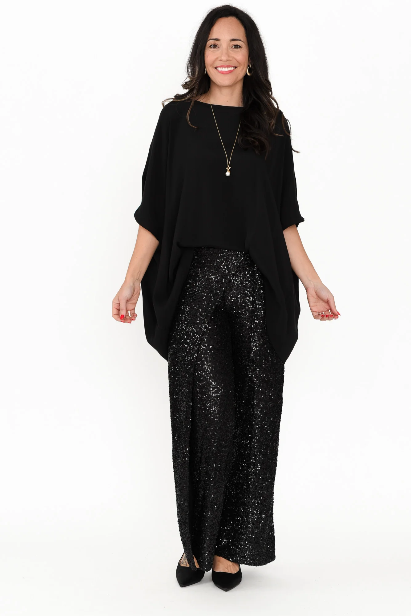 Mae Black Sequin Wrap Pants - Image 7