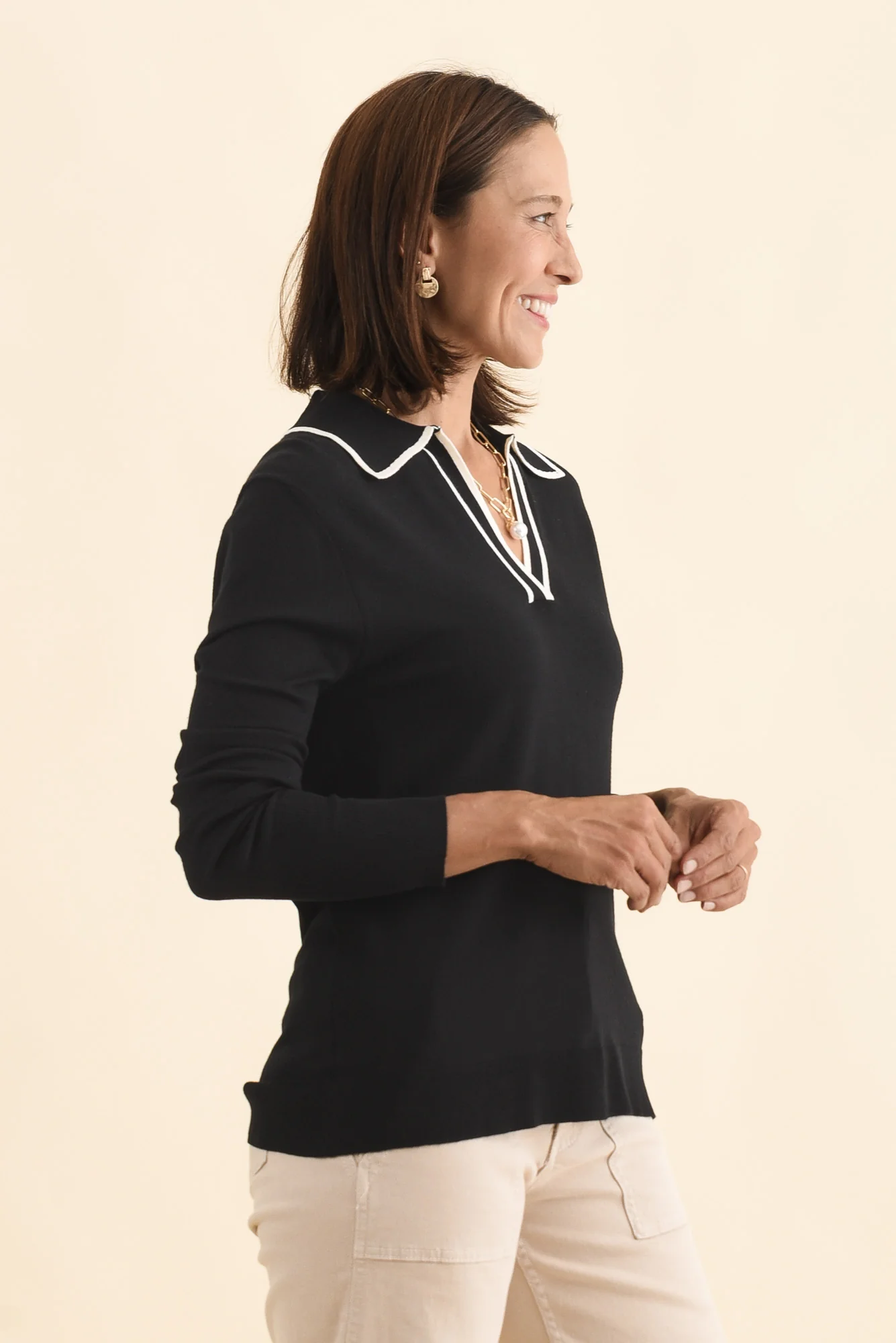 Makenna Black Collared Knit Top - Image 4