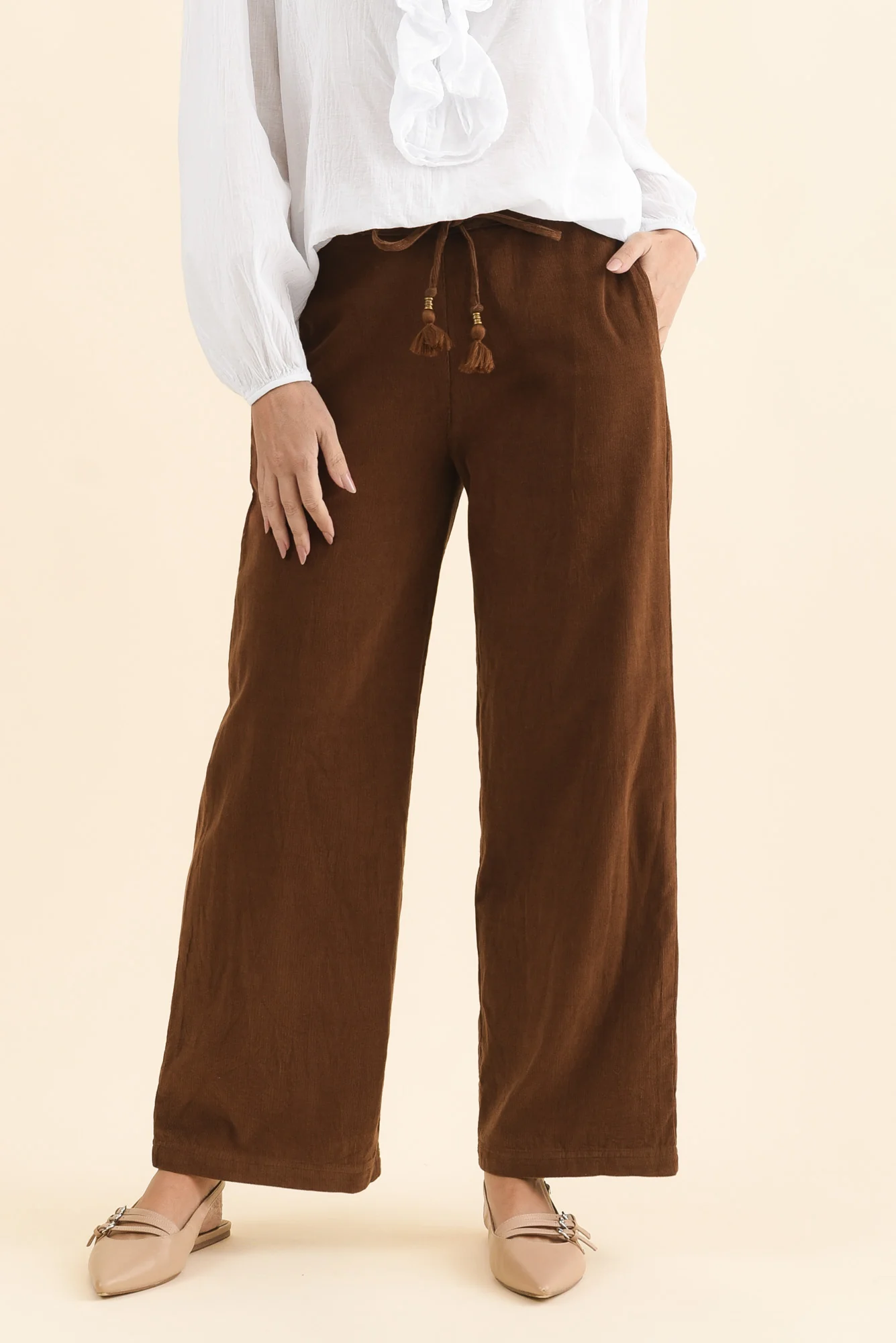 Makenna Brown Corduroy Tassel Pants