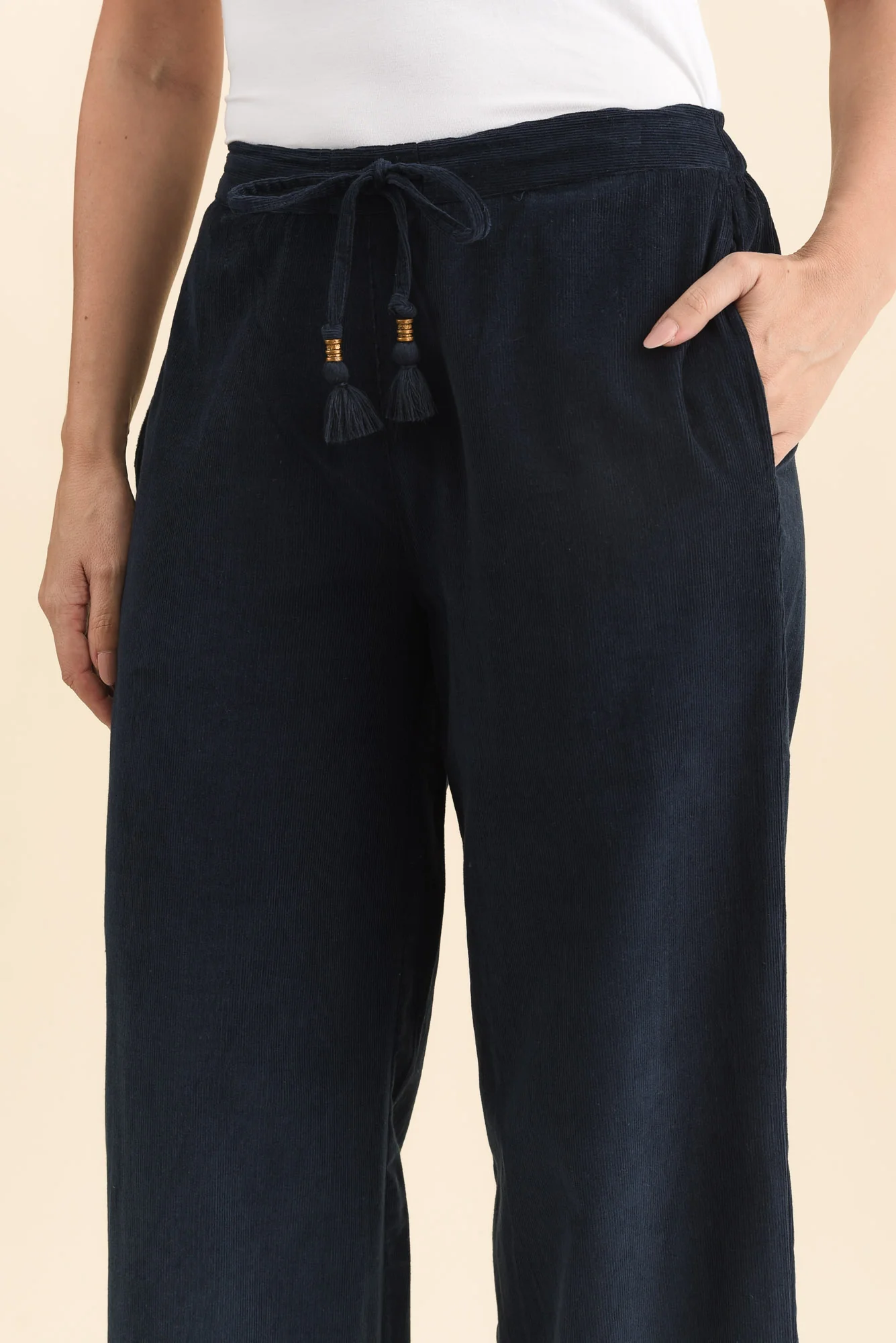 Makenna Navy Corduroy Tassel Pants - Image 5