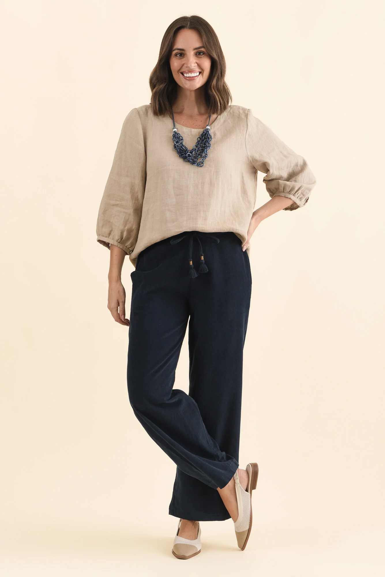 Makenna Navy Corduroy Tassel Pants - Image 6