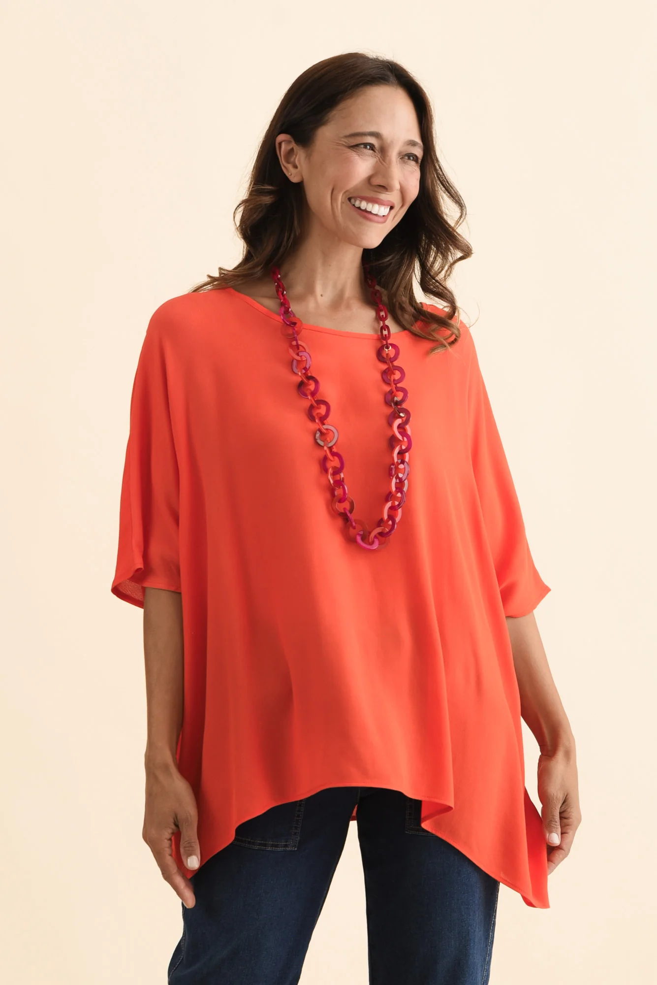 Mali Orange Drape Top
