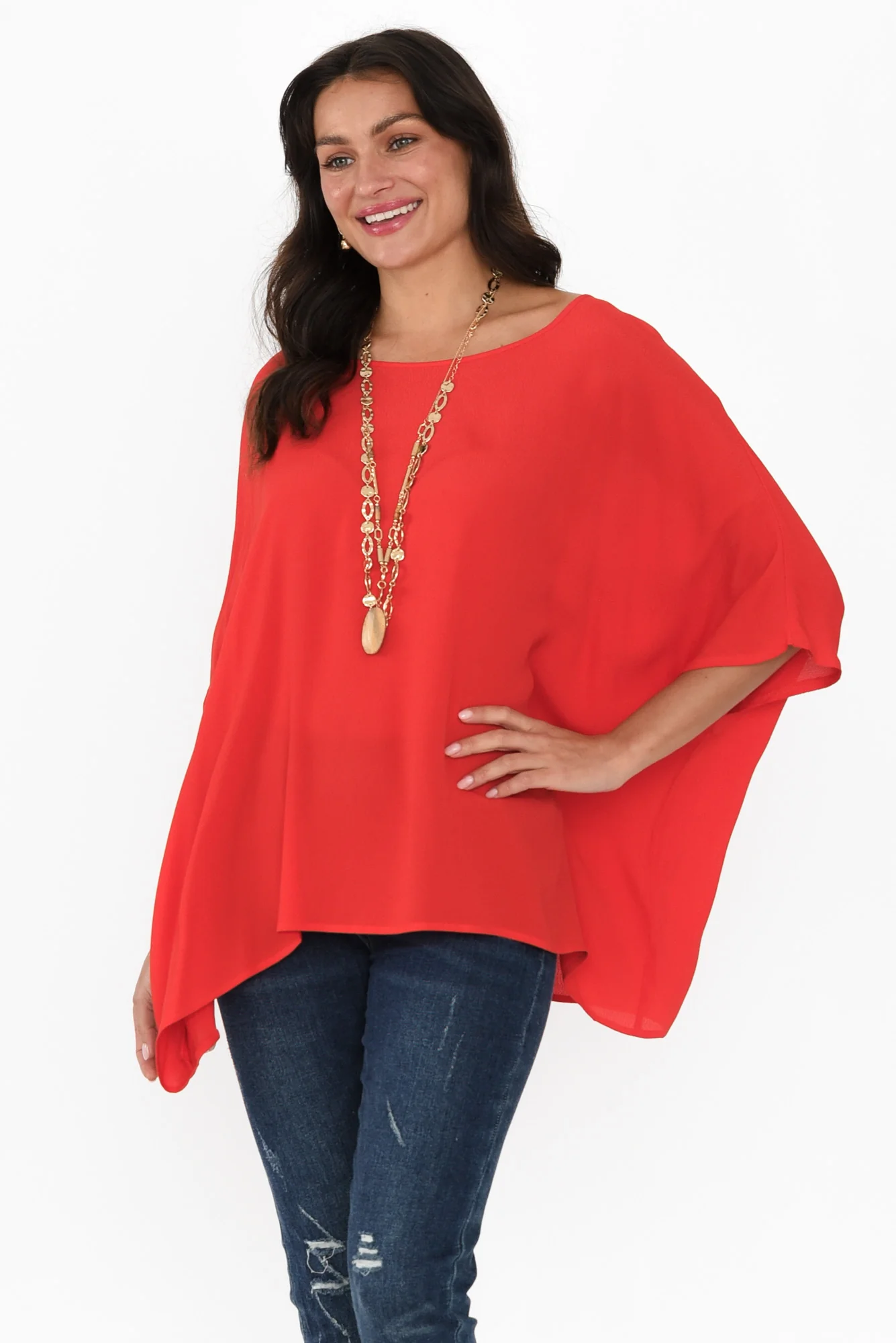 Mali Red Drape Top