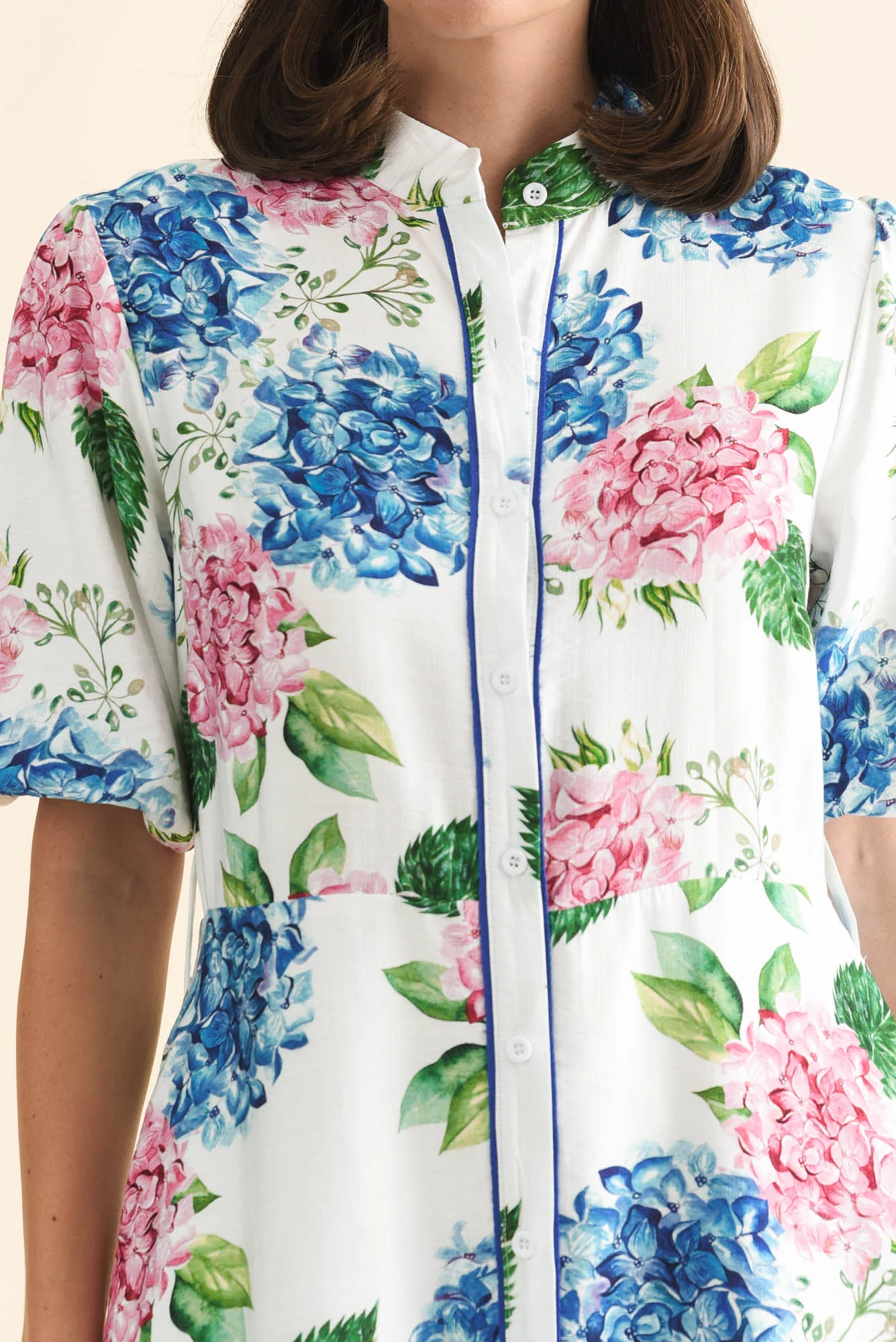 Malia White Flower Linen Cotton Dress - Image 5