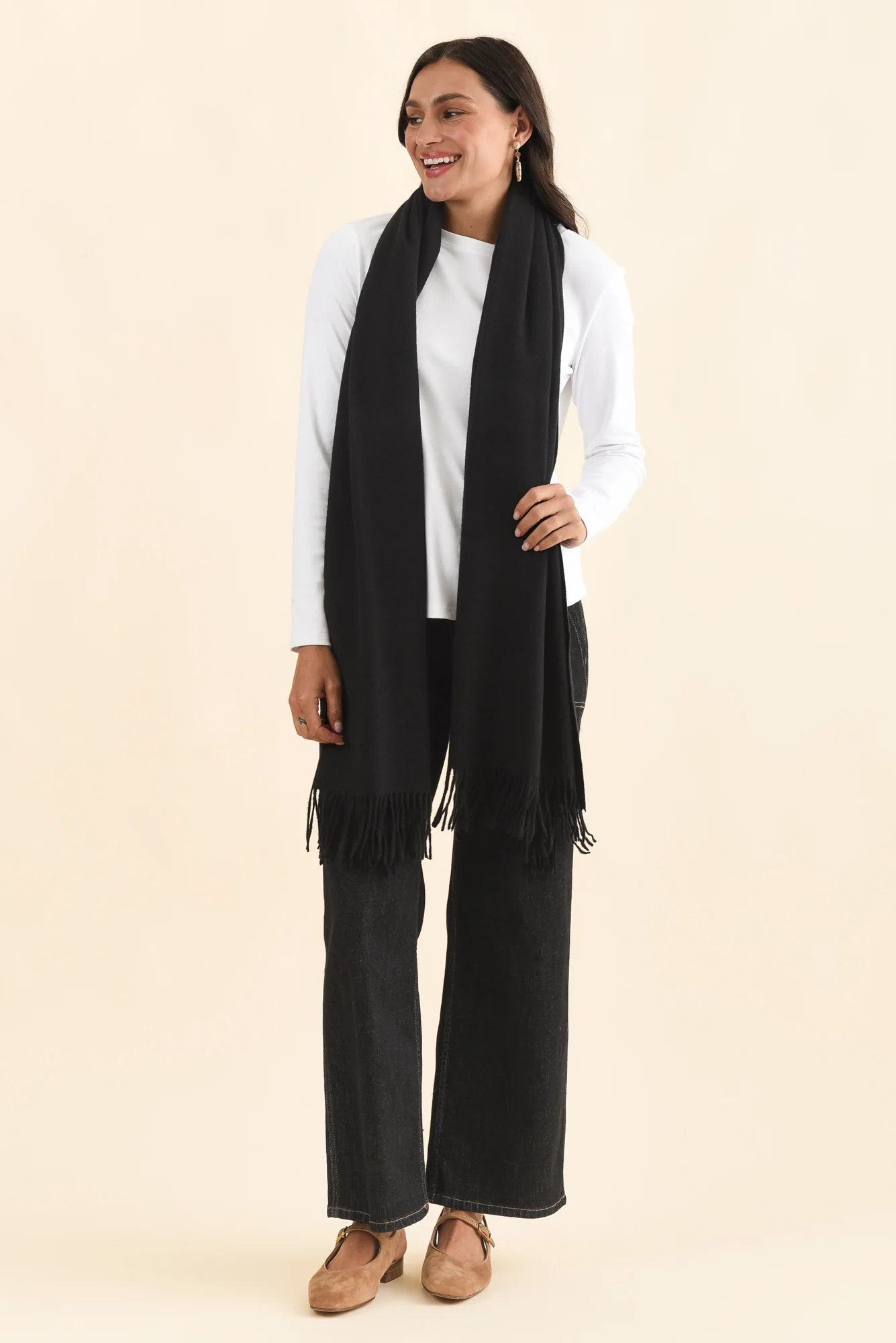 Malone Black Wool Blend Scarf - Image 2