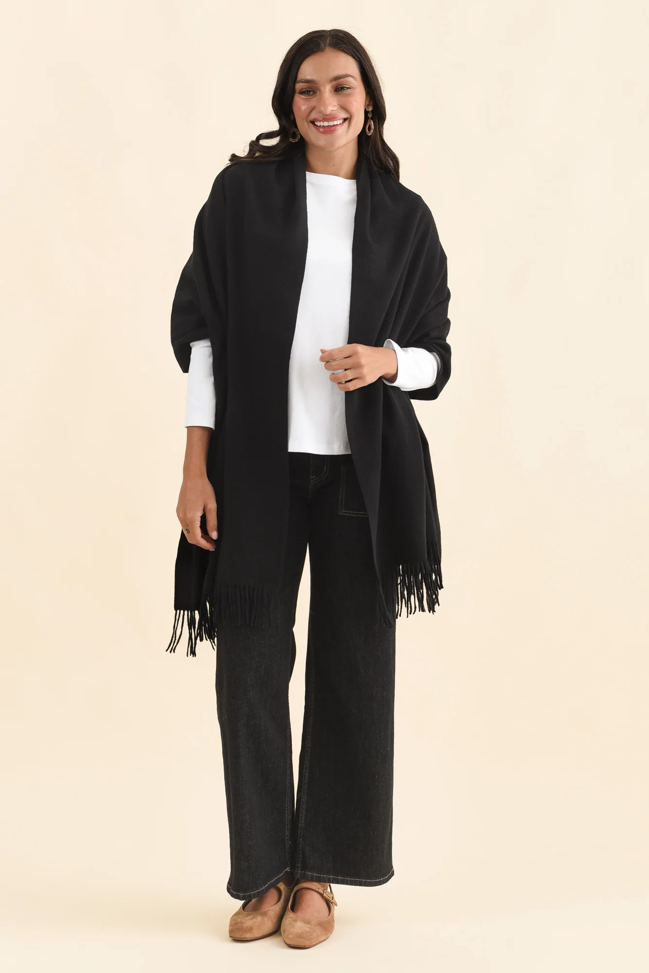 Malone Black Wool Blend Scarf - Image 3