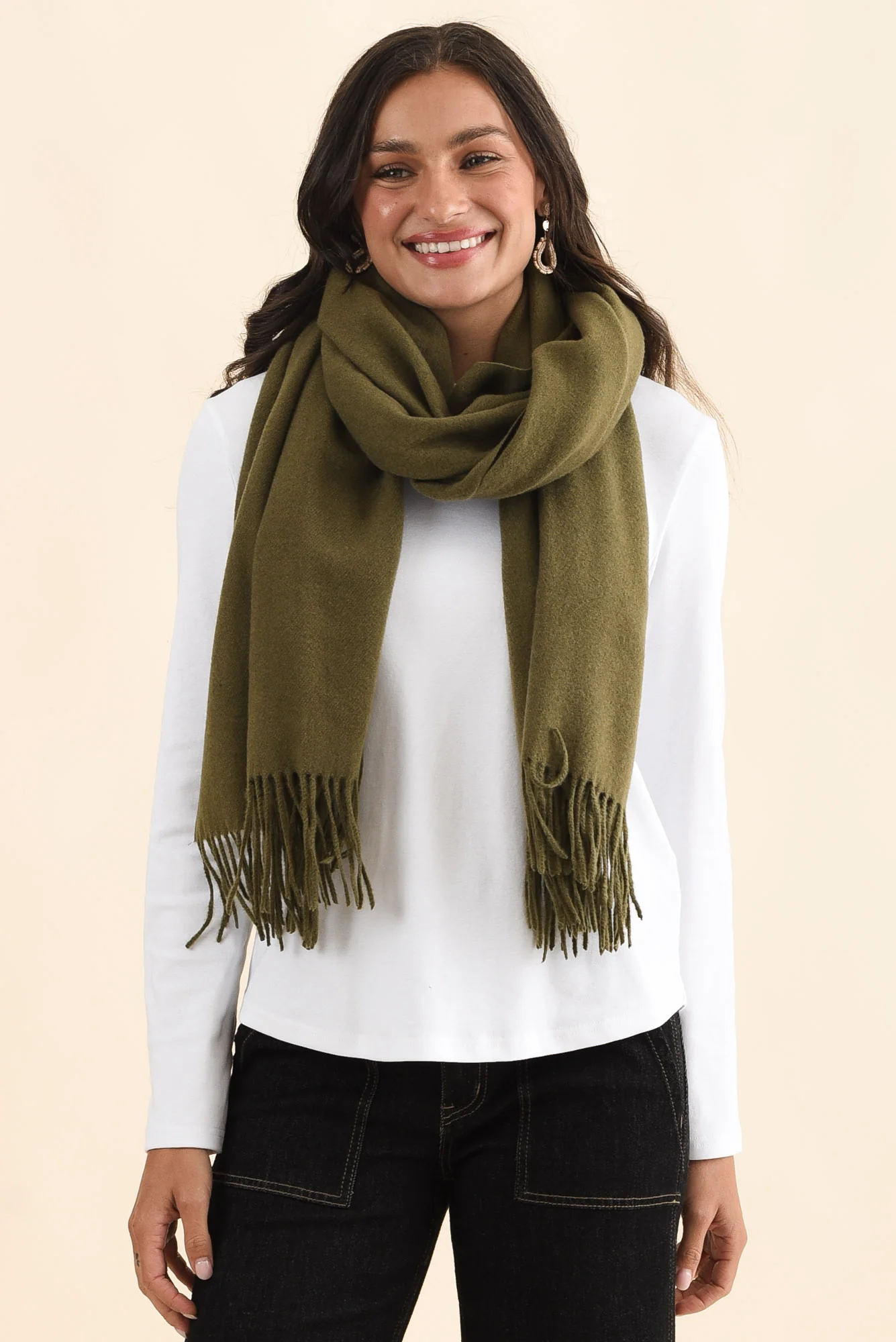 Malone Olive Wool Blend Scarf