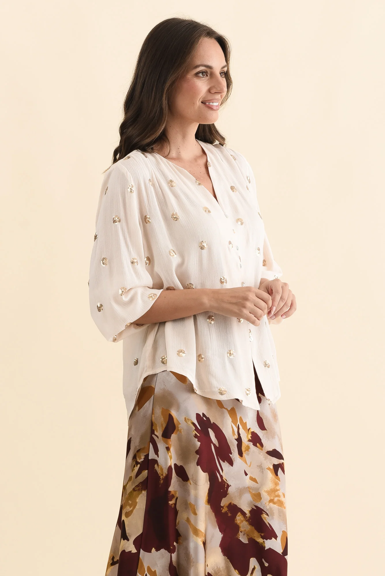 Mana Ivory Spot Sequin Top - Image 3