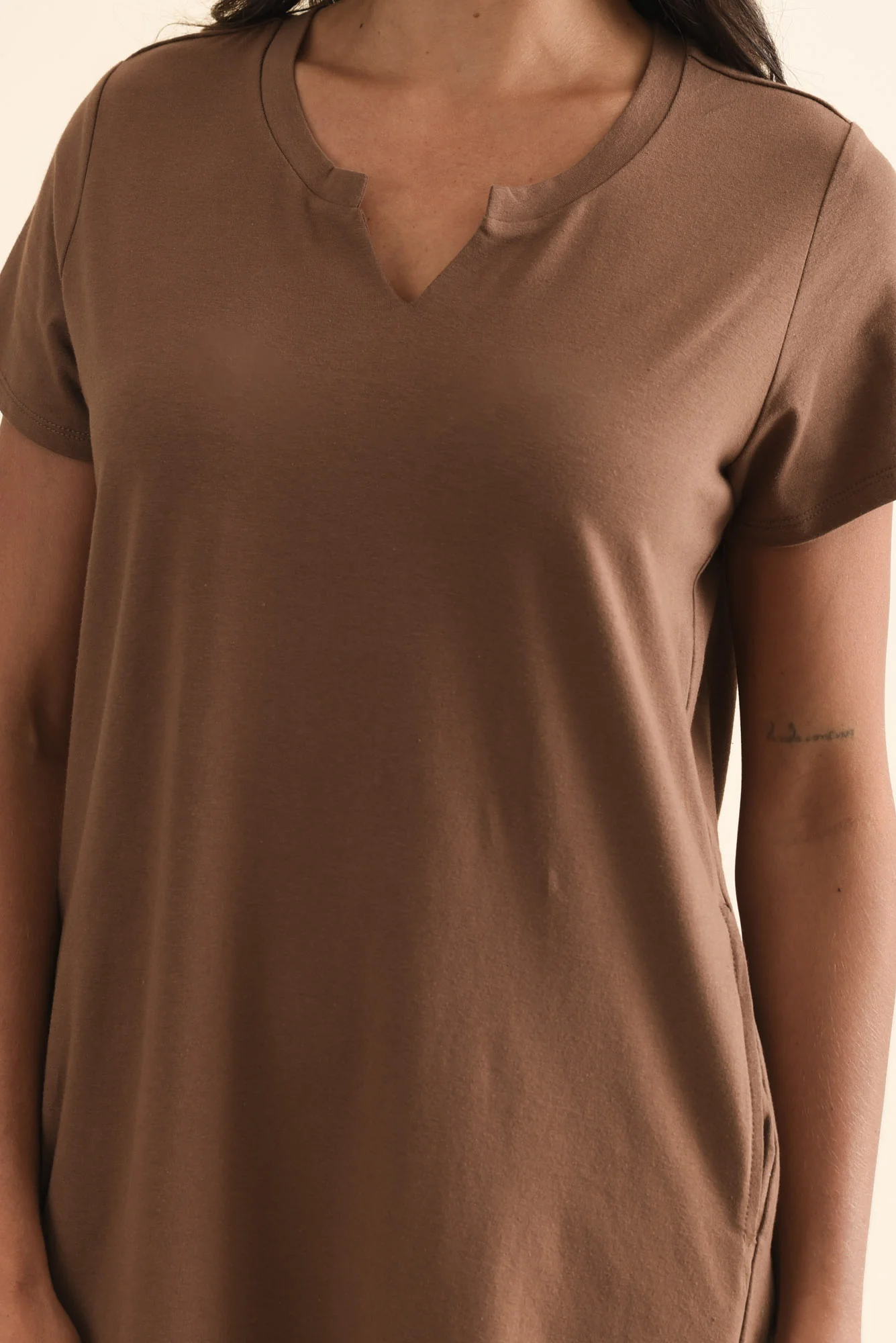 Mandy Chocolate Cotton Tee Dress - Image 5