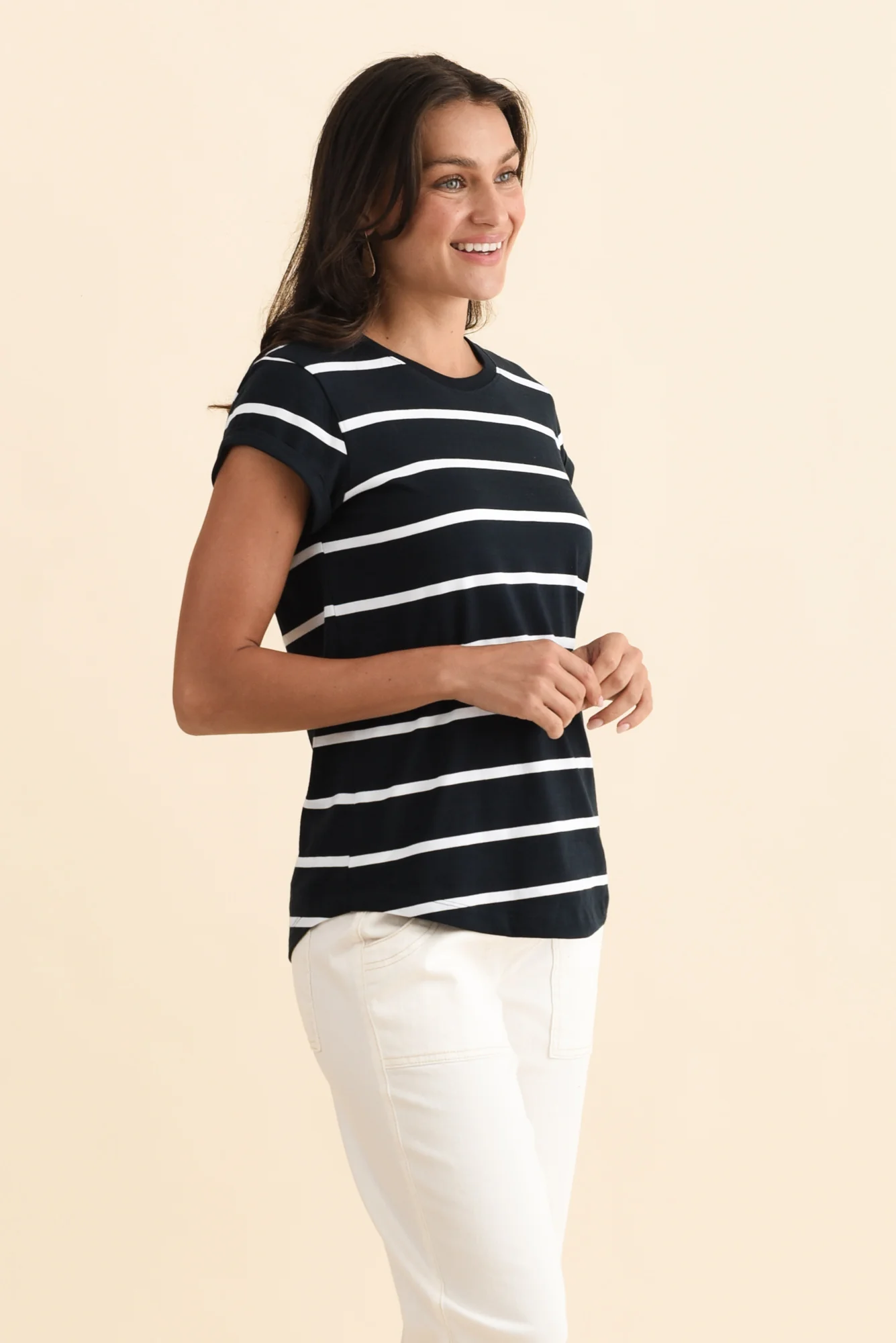 Manly Navy Stripe Cotton Tee - Image 3