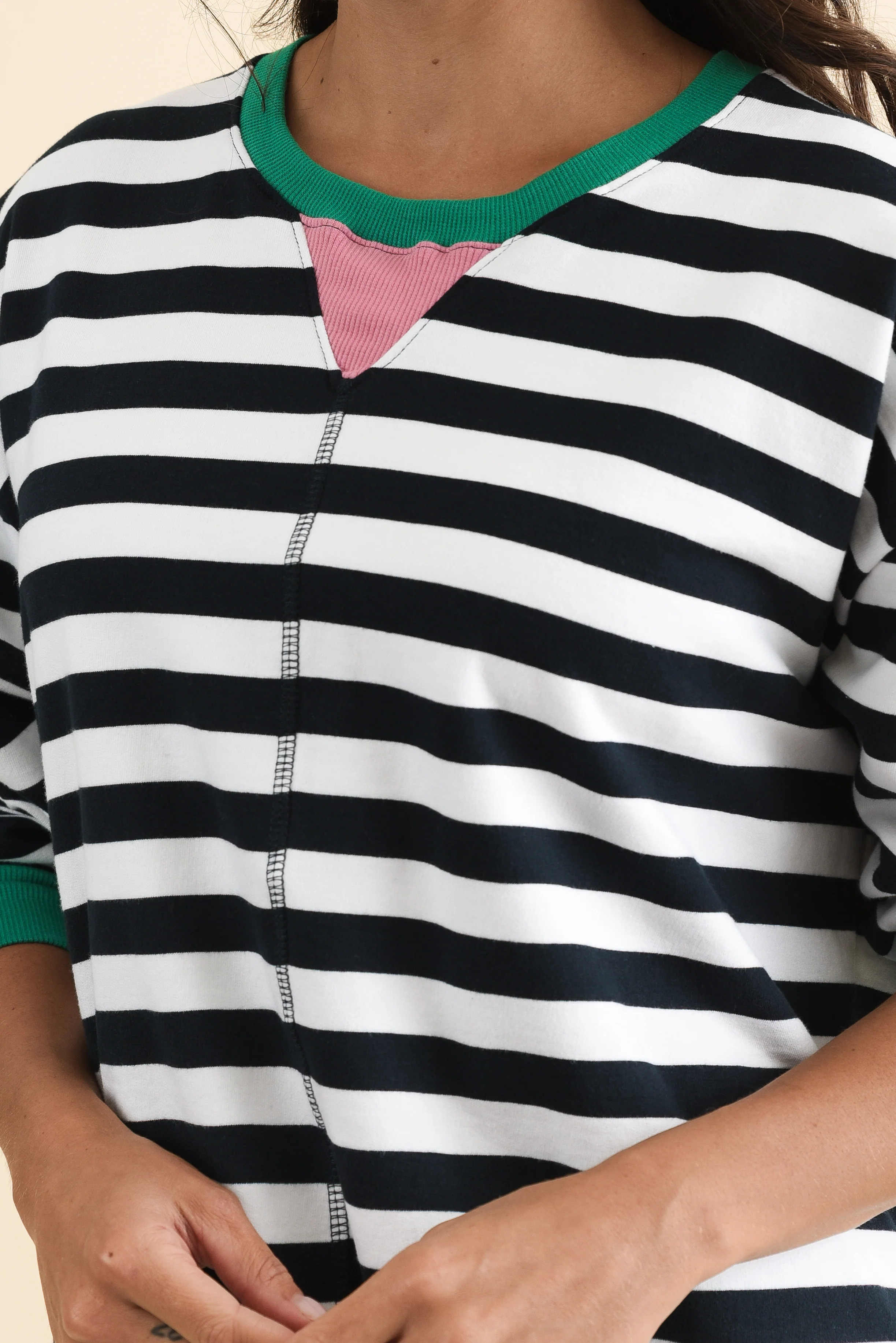 Maps Navy Stripe Cotton Crewneck Sweatshirt - Image 5