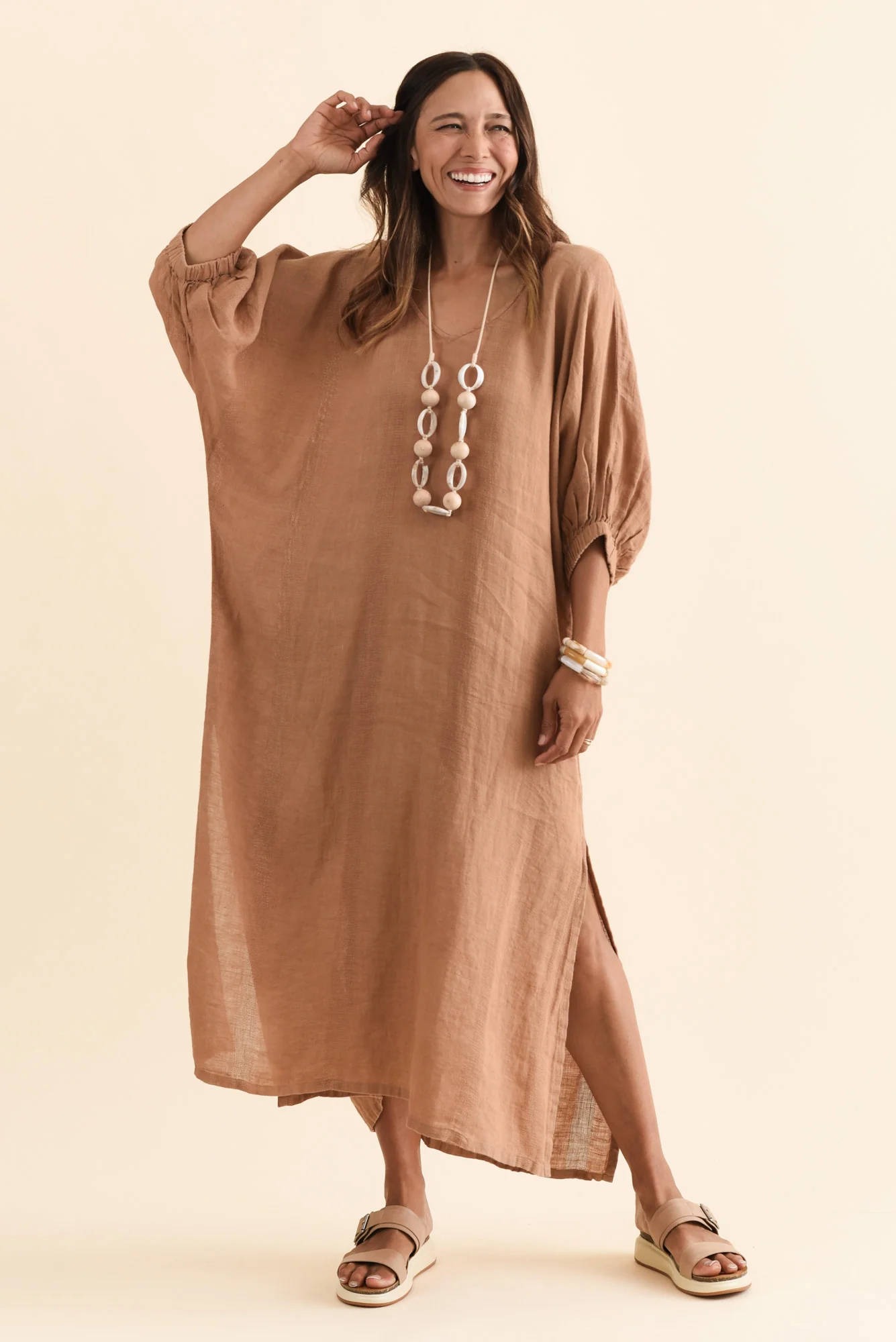 Marcel Mocha Linen Dress - Image 3
