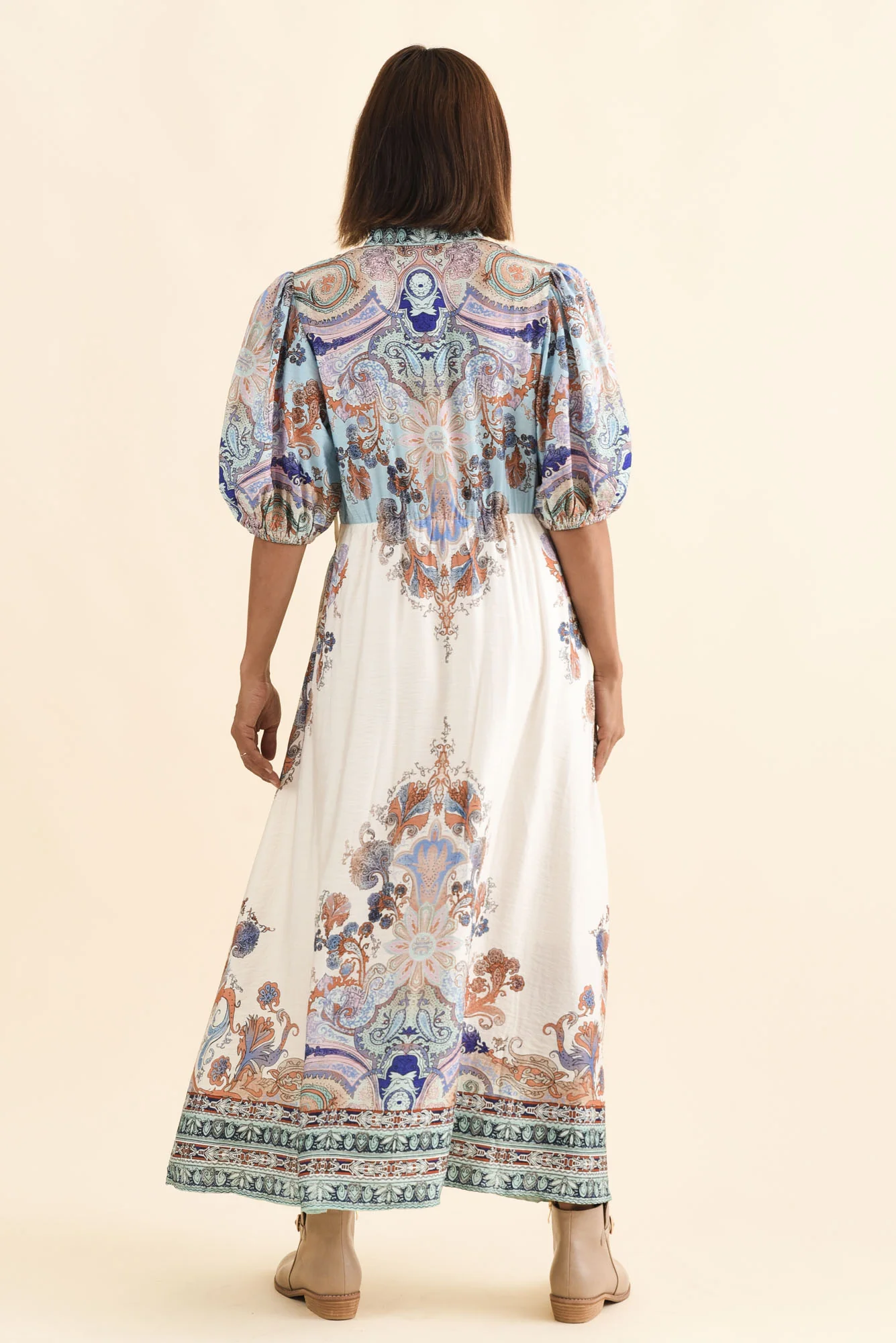 Marchant Blue Mosaic Linen Cotton Dress - Image 4