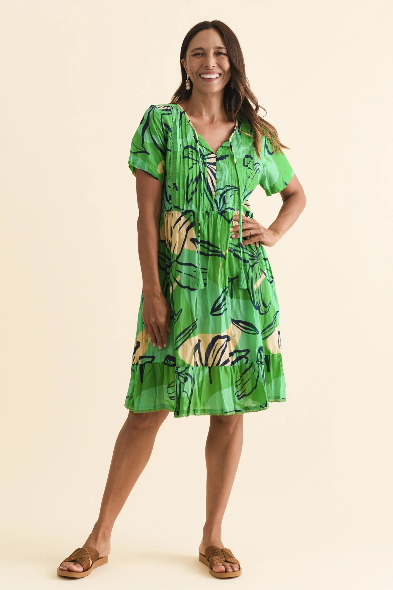 Marisol Green Lily Crinkle Cotton Dress - Image 6