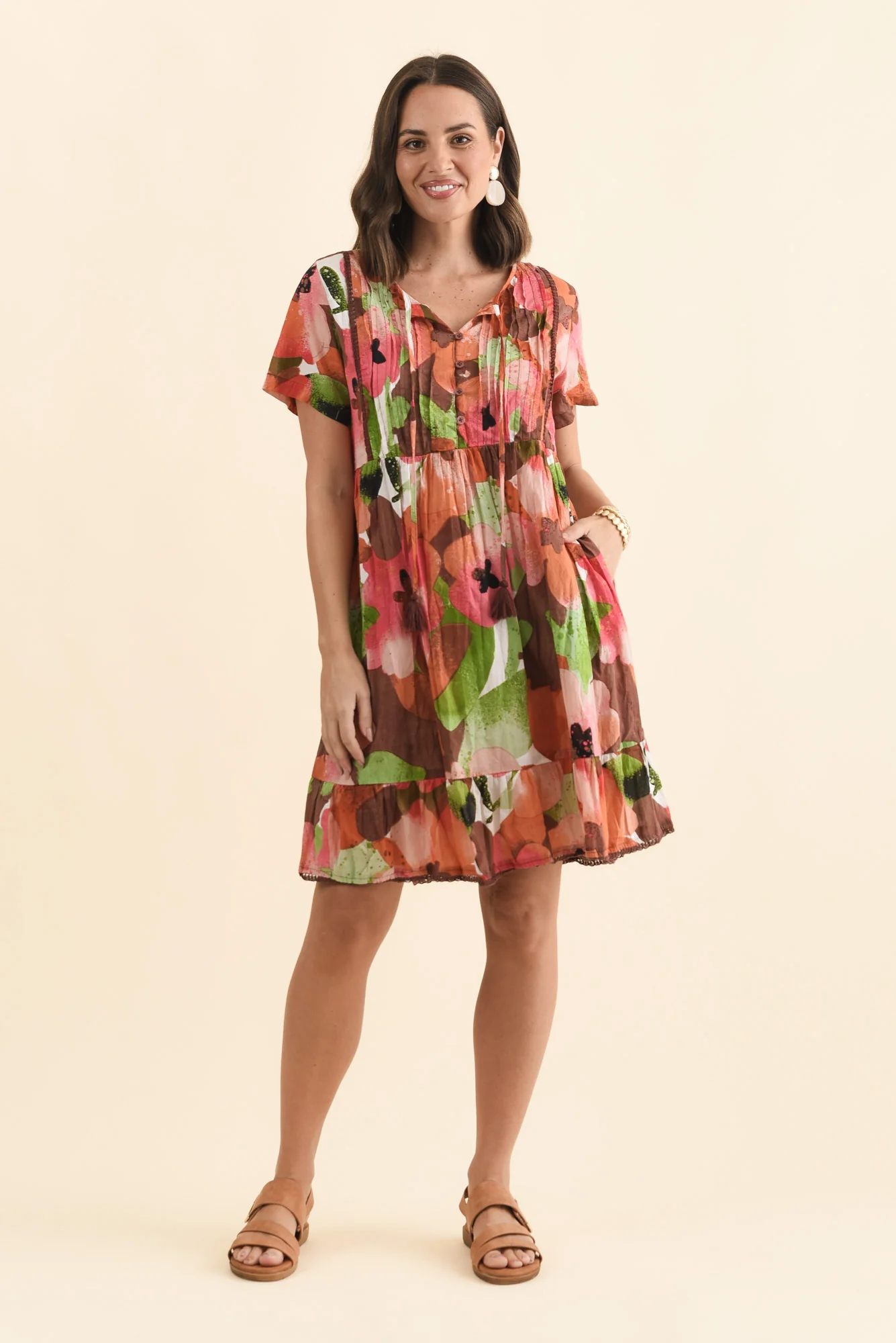 Marisol Pink Floral Crinkle Cotton Dress - Image 3