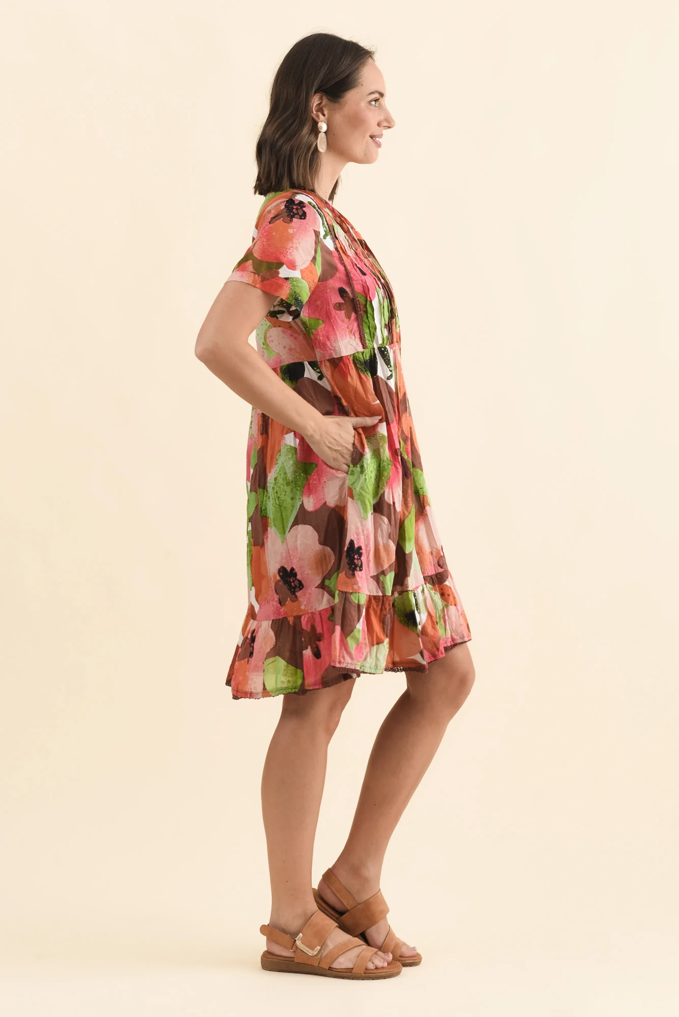 Marisol Pink Floral Crinkle Cotton Dress - Image 4