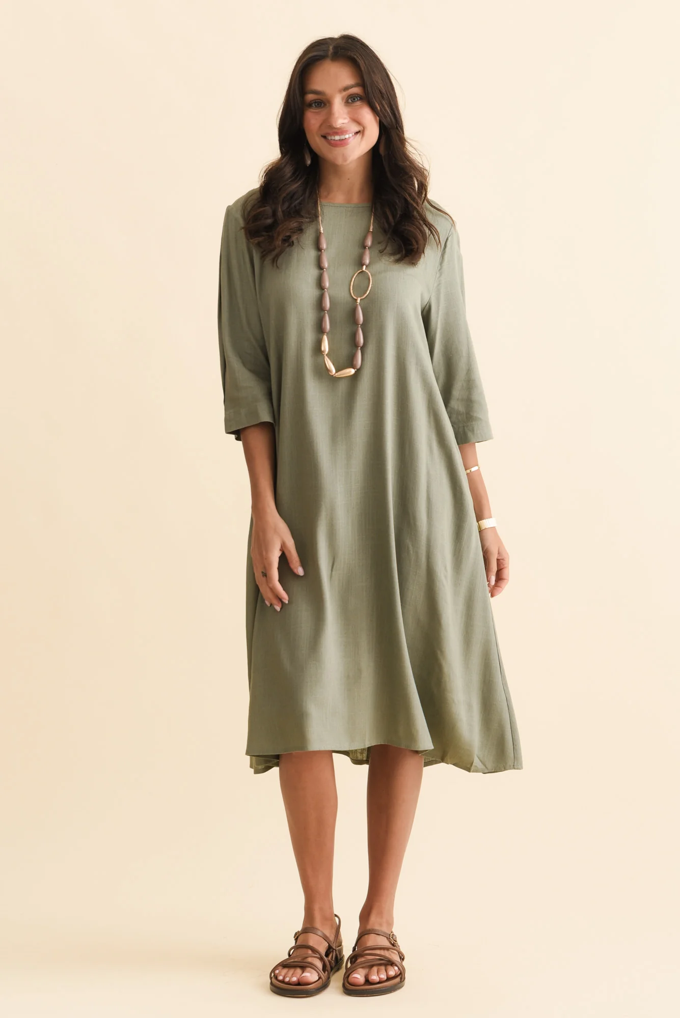 Marley Khaki Linen Blend Dress